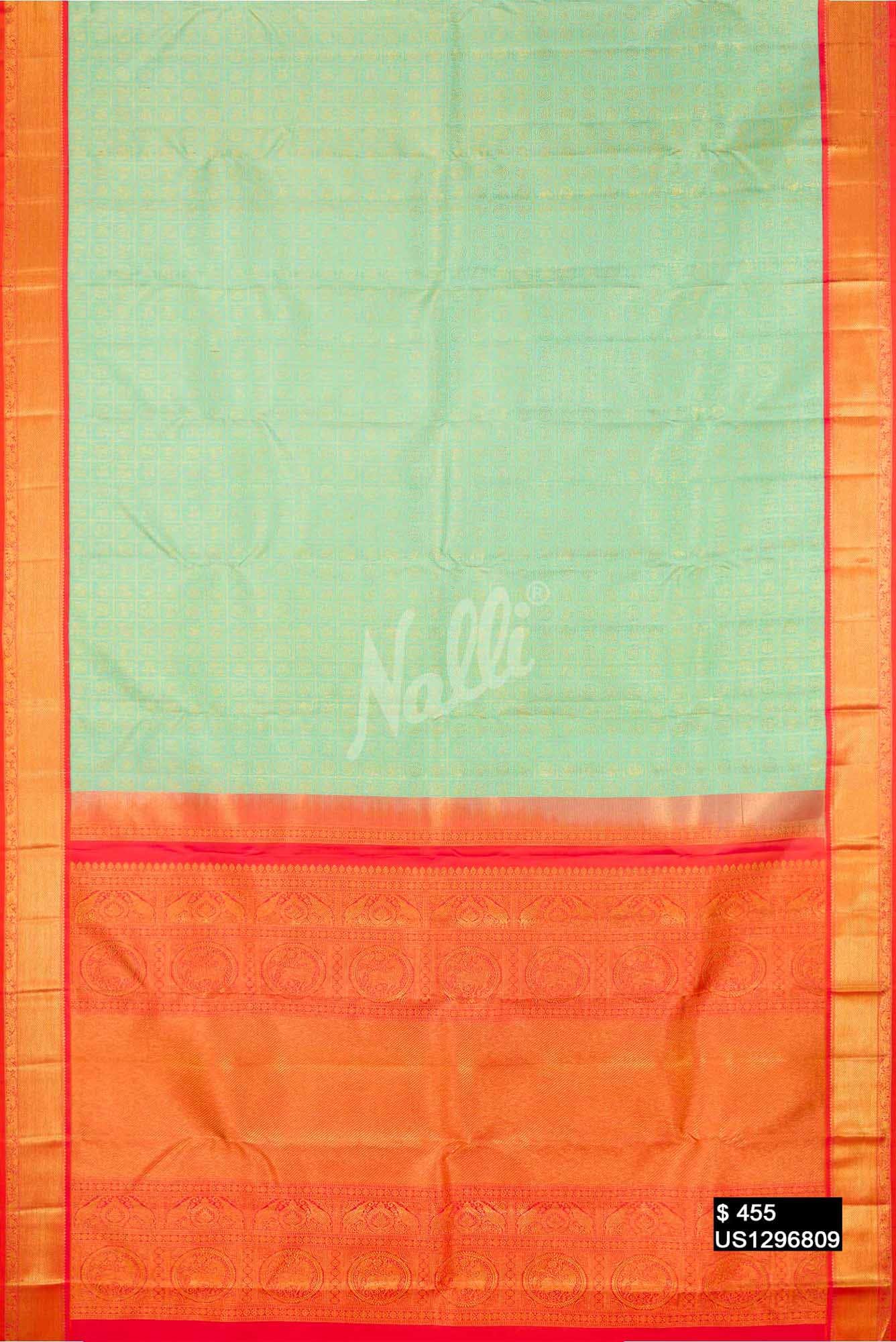 Sea Green Kanchipuram Silk Saree