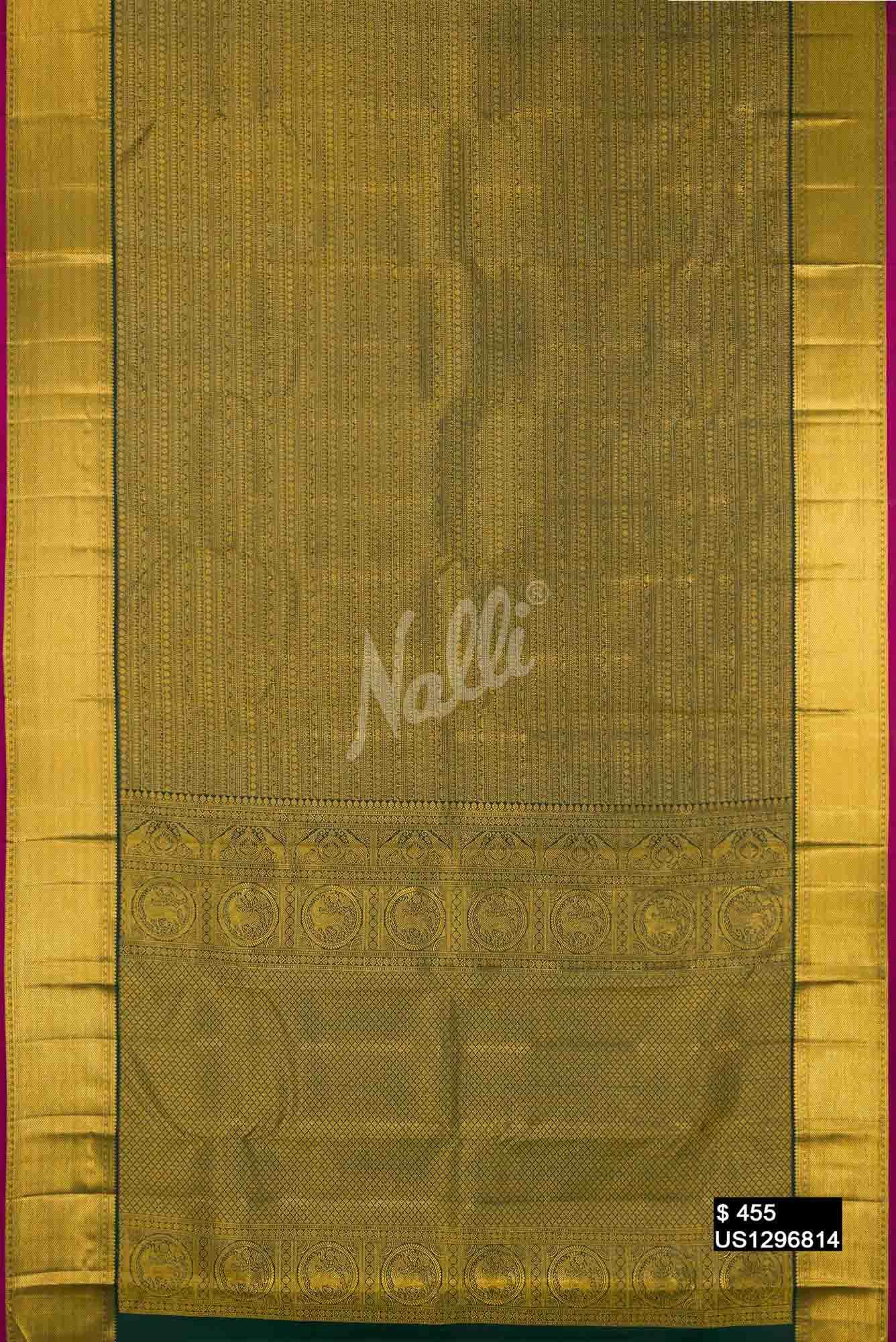 Bottle Green Kanchipuram Silk Saree