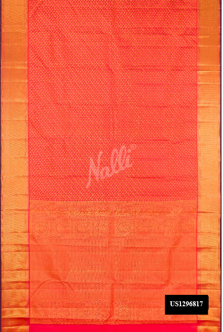 Coral Kanchipuram Silk Saree