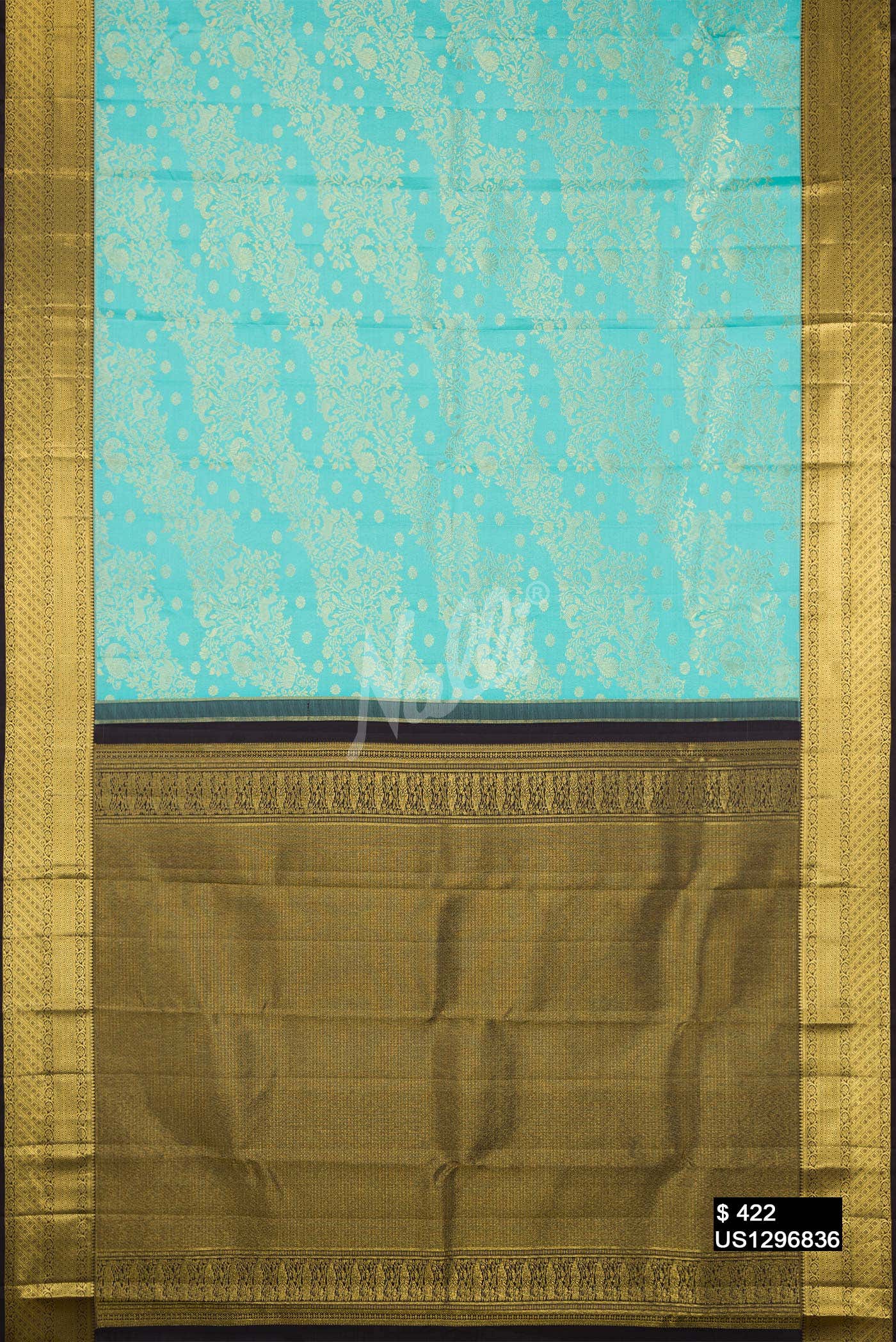 Sky Blue Kanchipuram Silk Saree