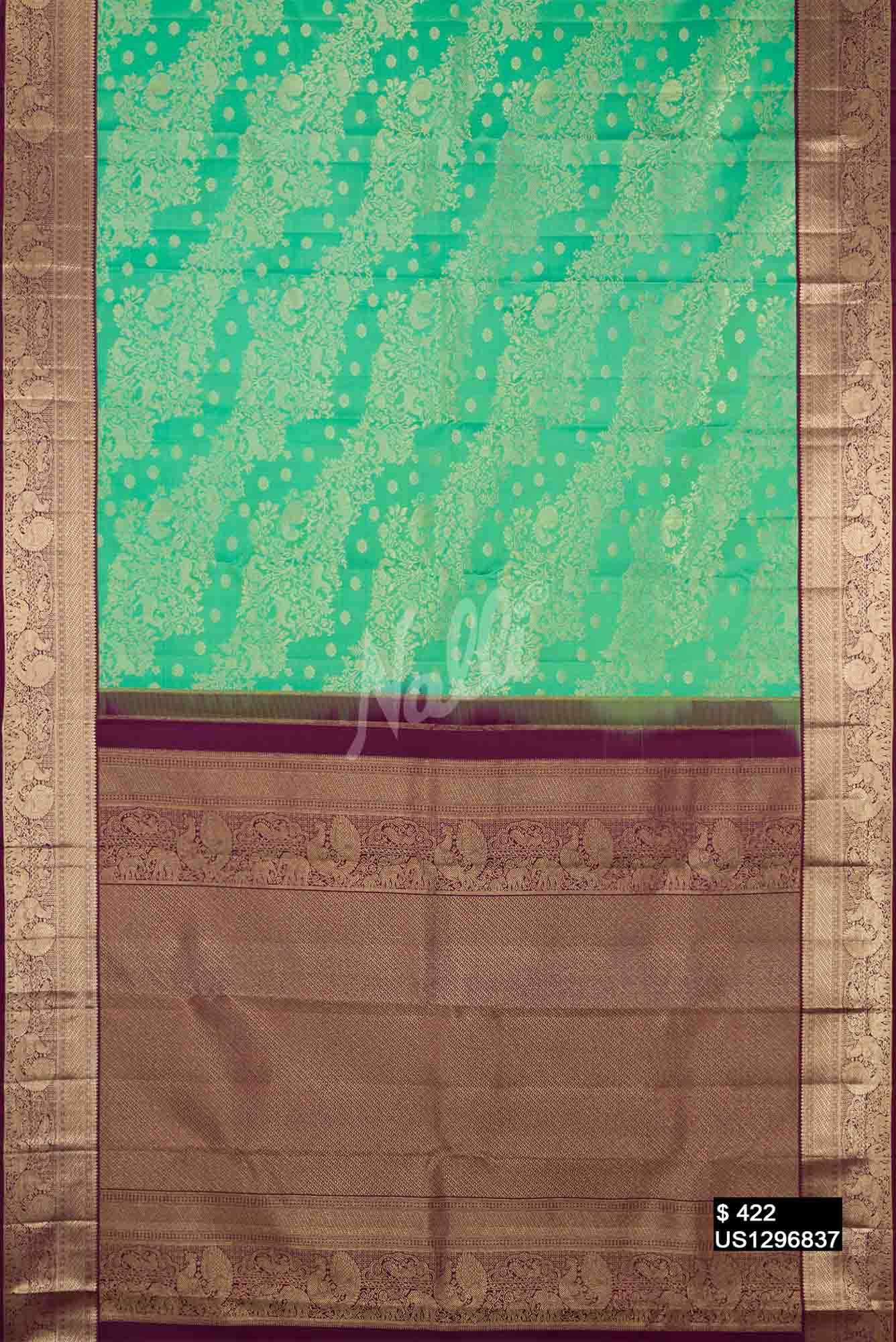 Sea Green Kanchipuram Silk Saree