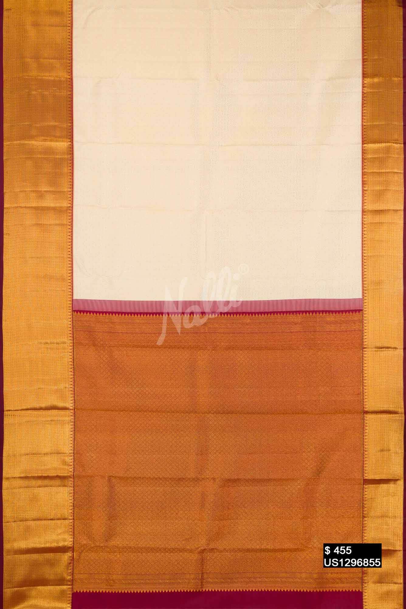 Cream Kanchipuram Silk Saree