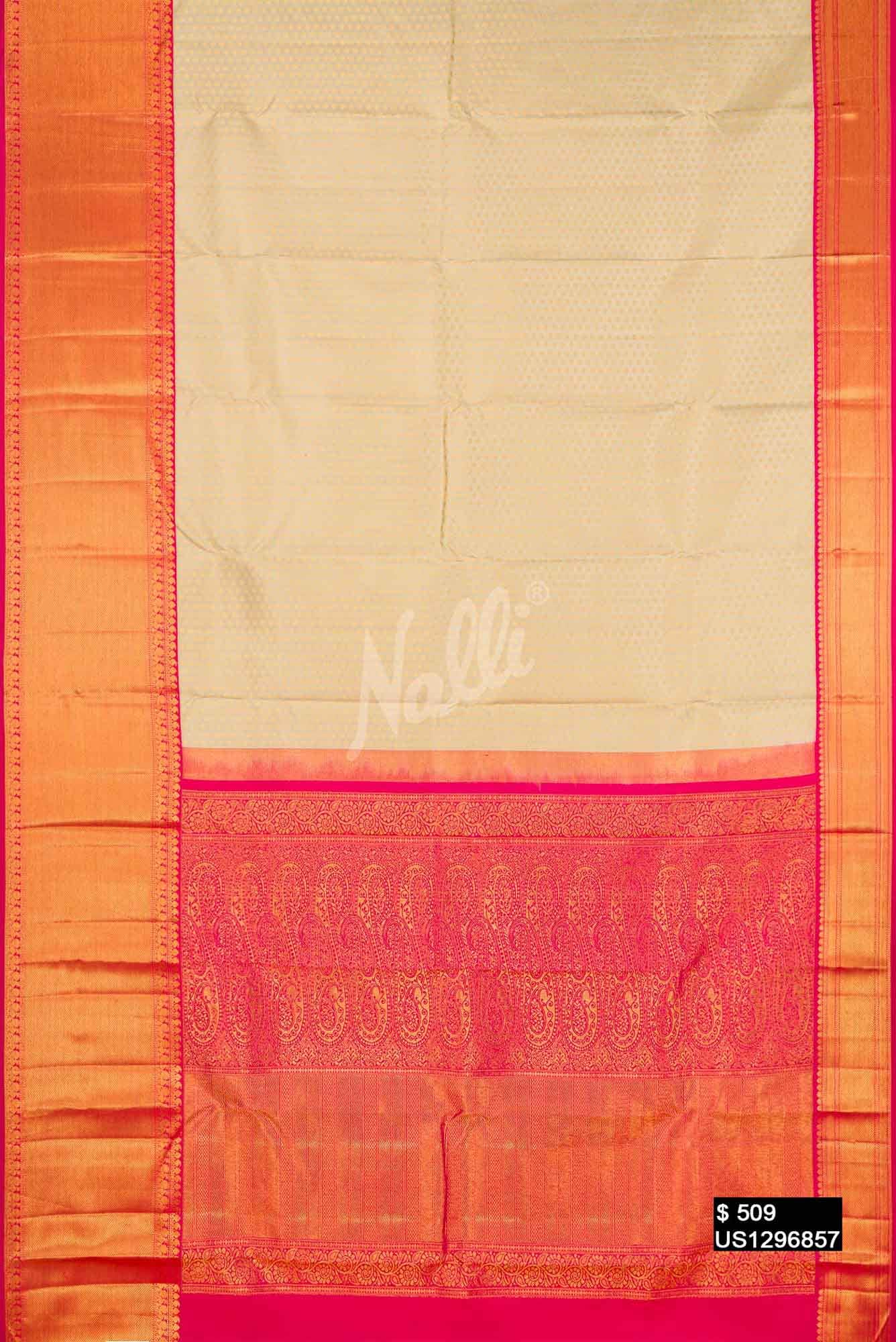 Beige Kanchipuram Silk Saree