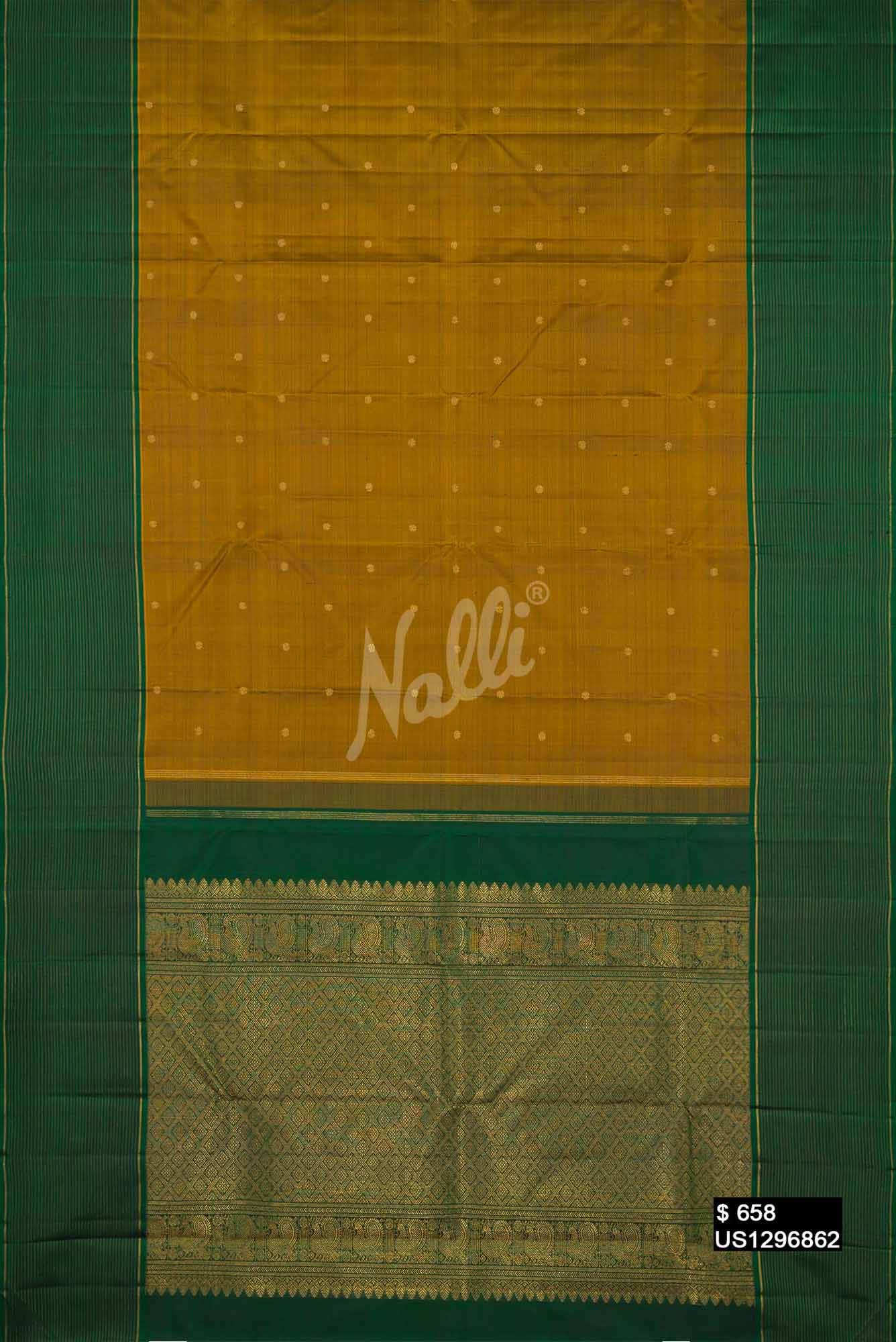 Mustard Kanchipuram Silk Saree