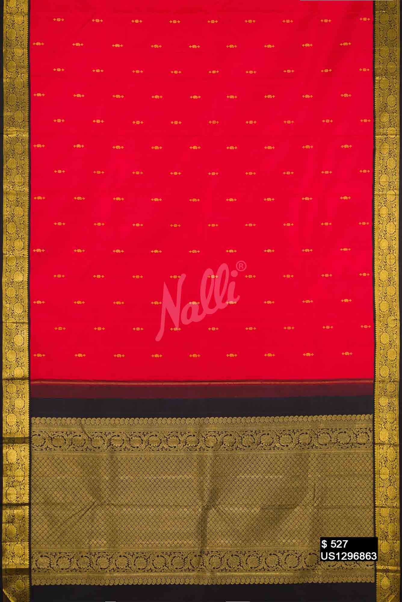 Deep Red Kanchipuram Silk Saree