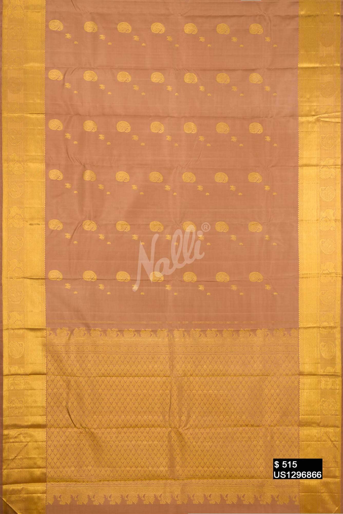 Rose Gold Kanchipuram Silk Saree