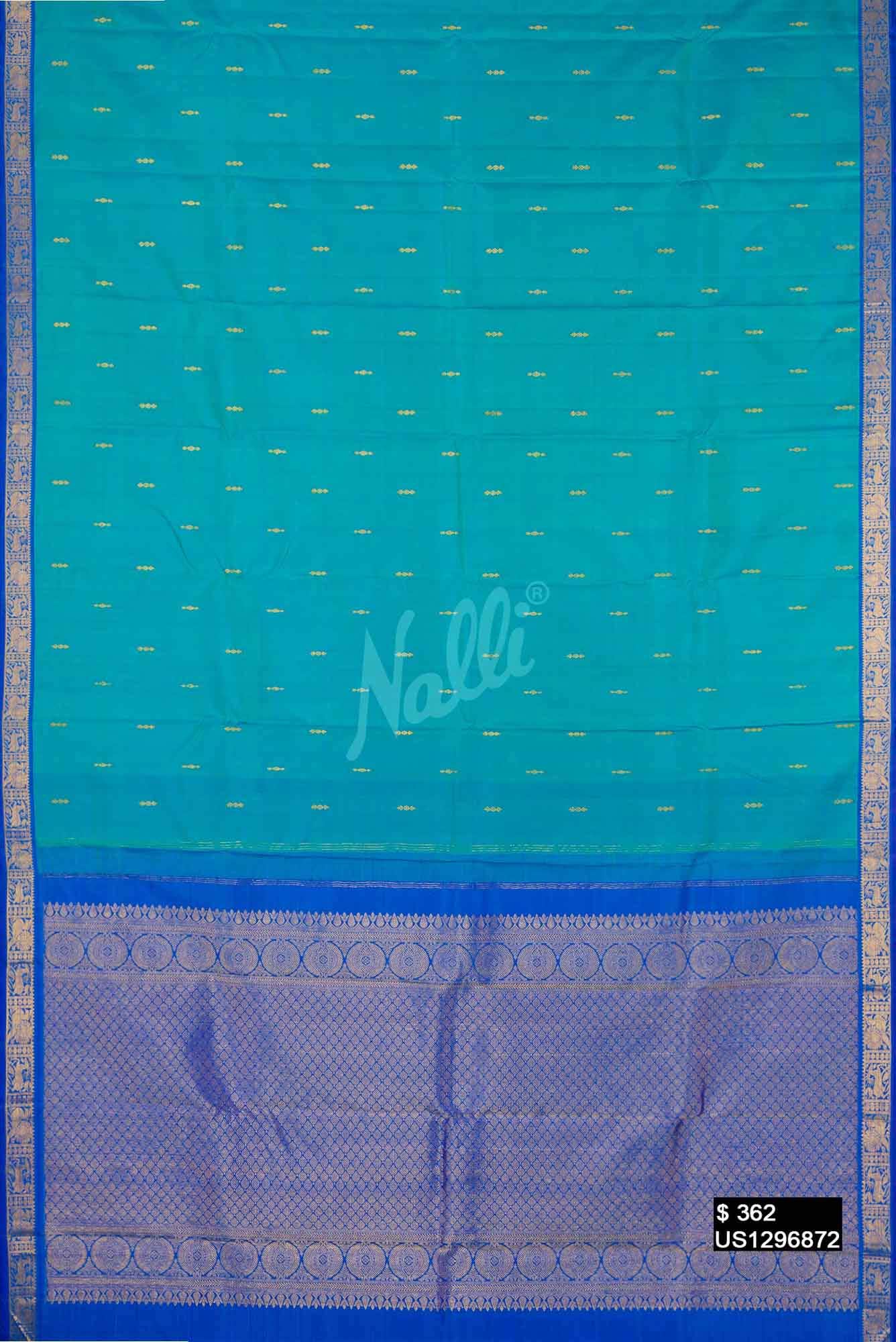 Peacock Blue Kanchipuram Silk Saree