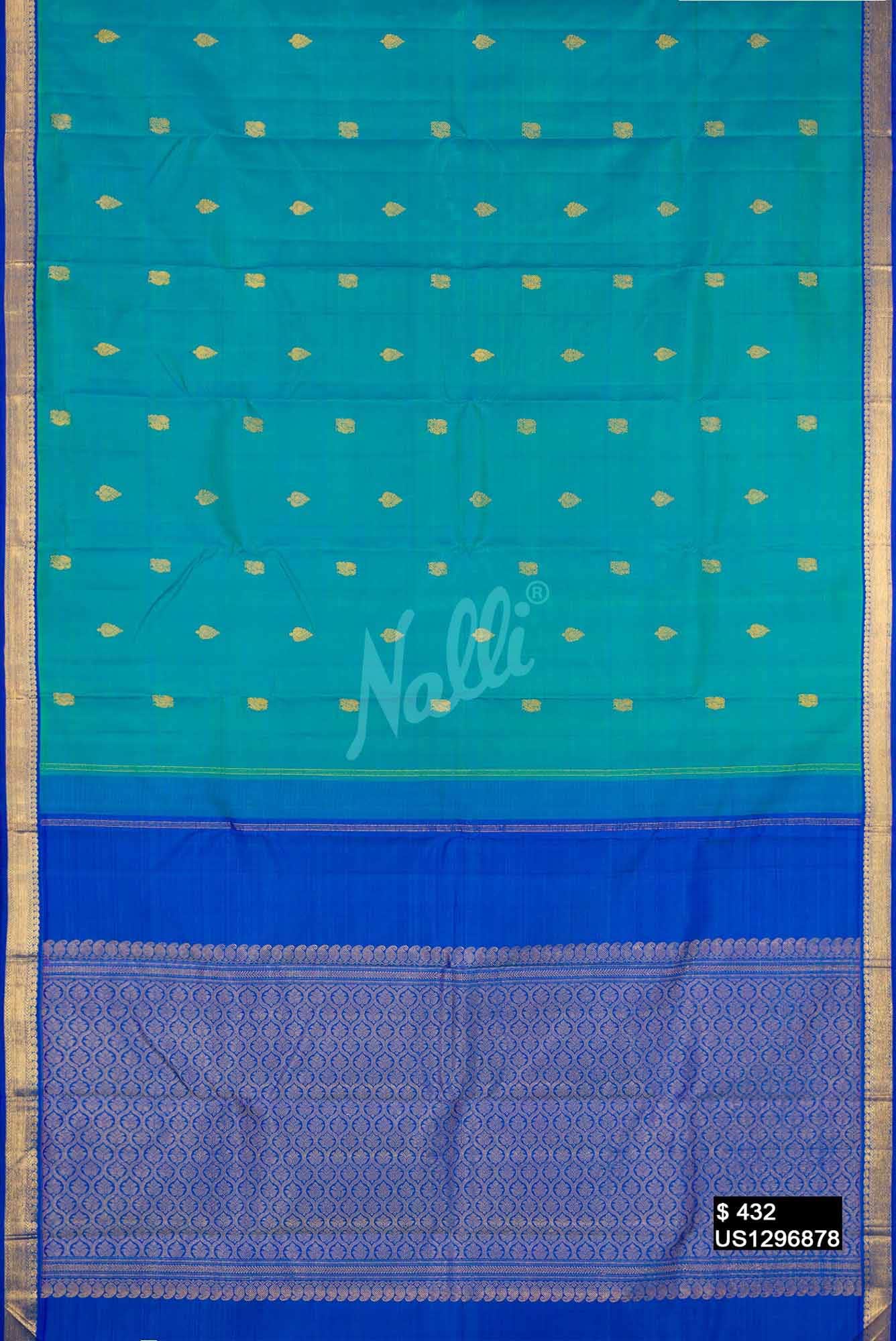 Peacock Blue Kanchipuram Silk Saree