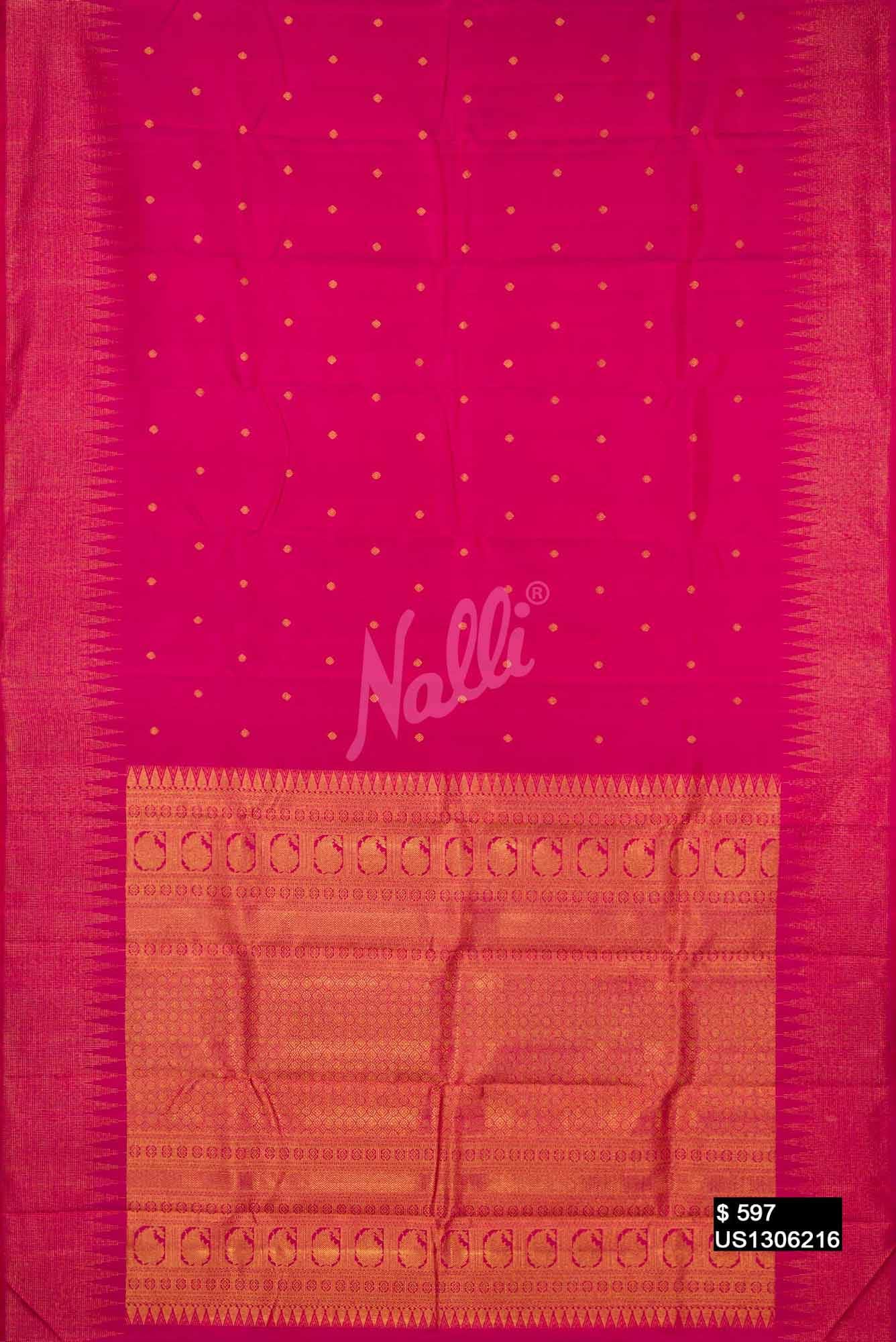 Dark Pink Kanchipuram Silk Saree