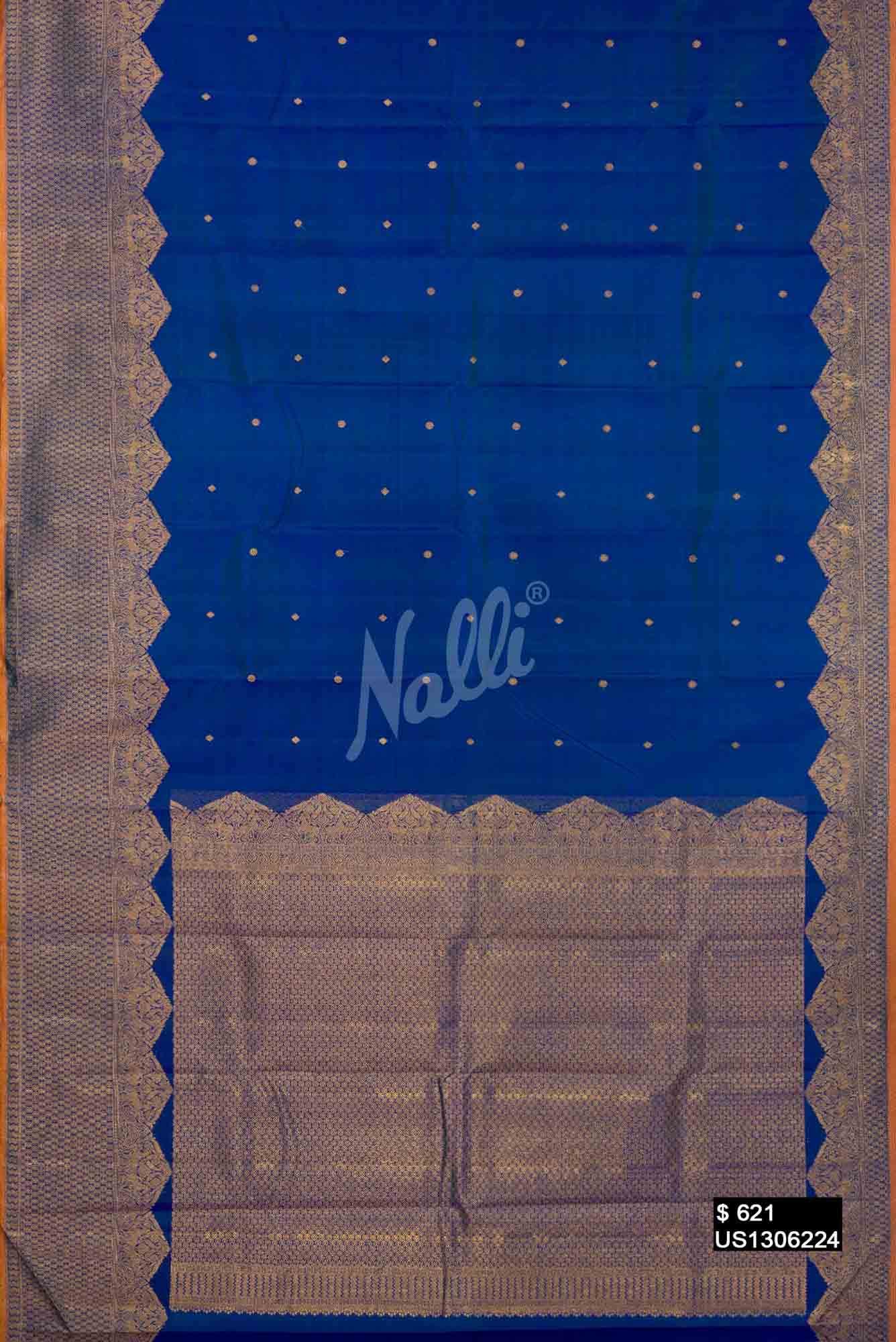Peacock Blue Kanchipuram Silk Saree