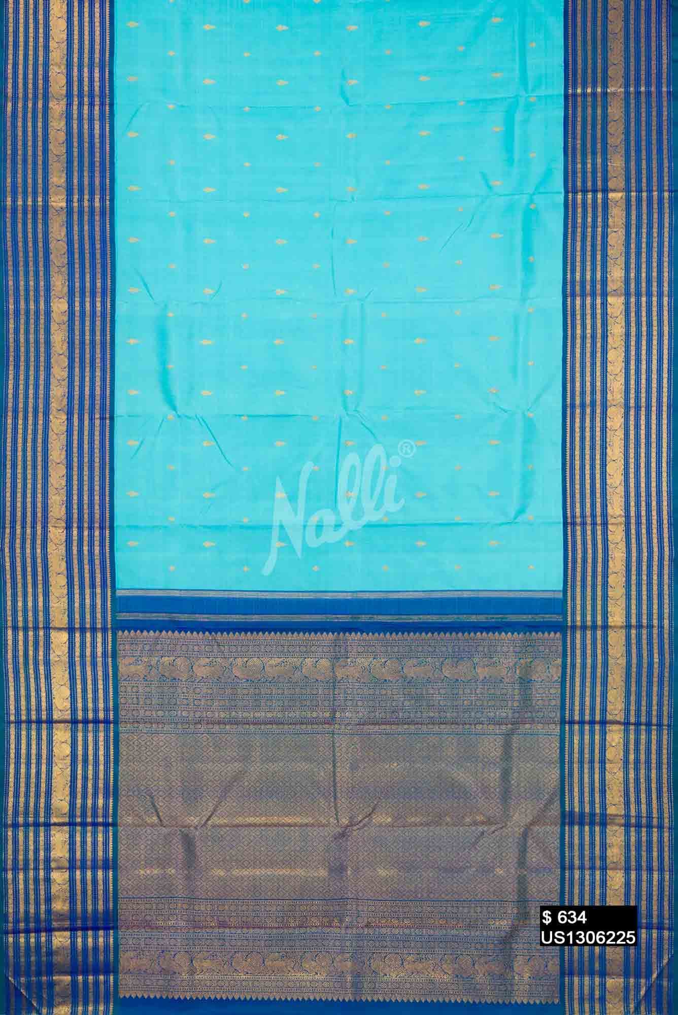Sky Blue Kanchipuram Silk Saree