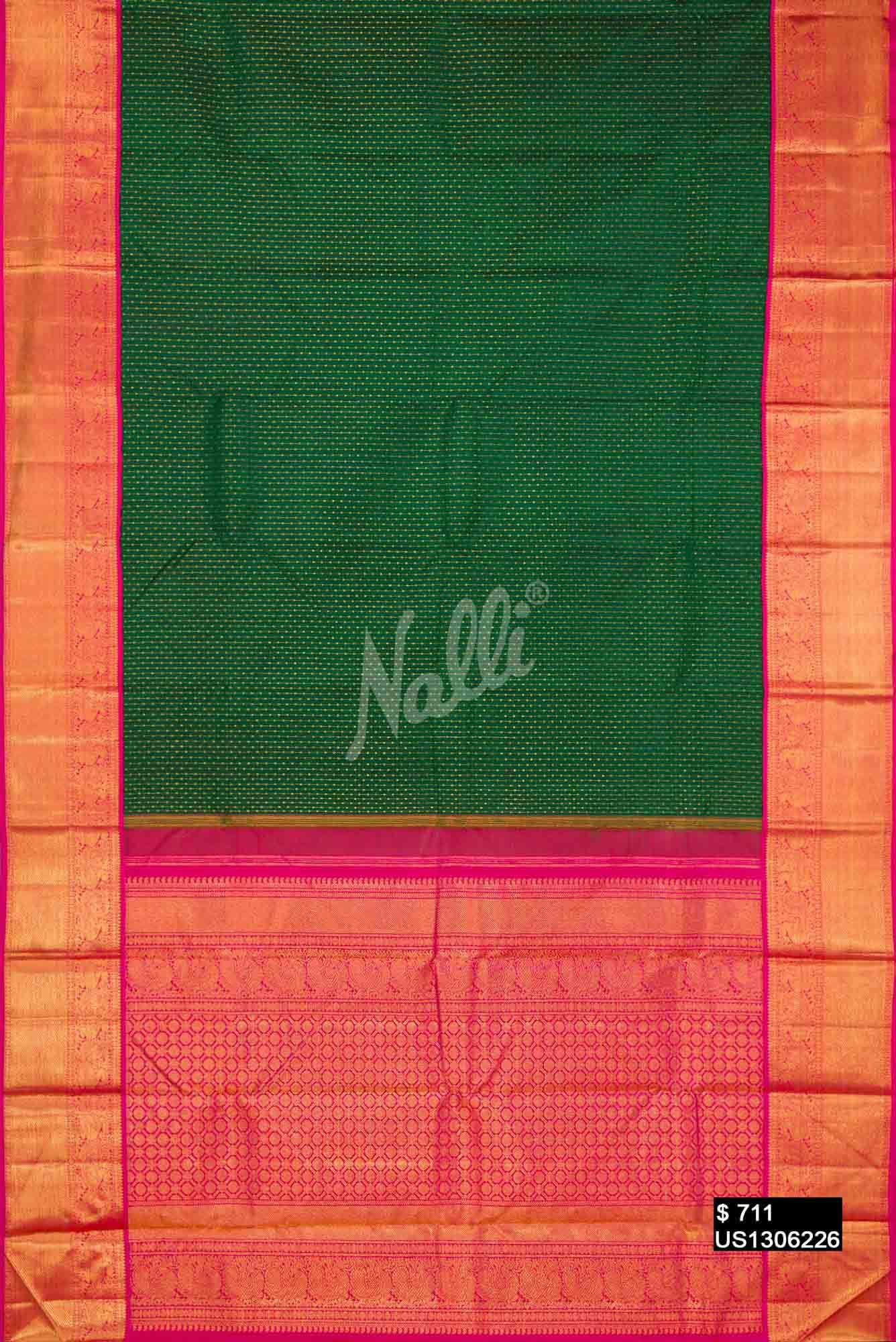 Bottle Green Kanchipuram Silk Saree