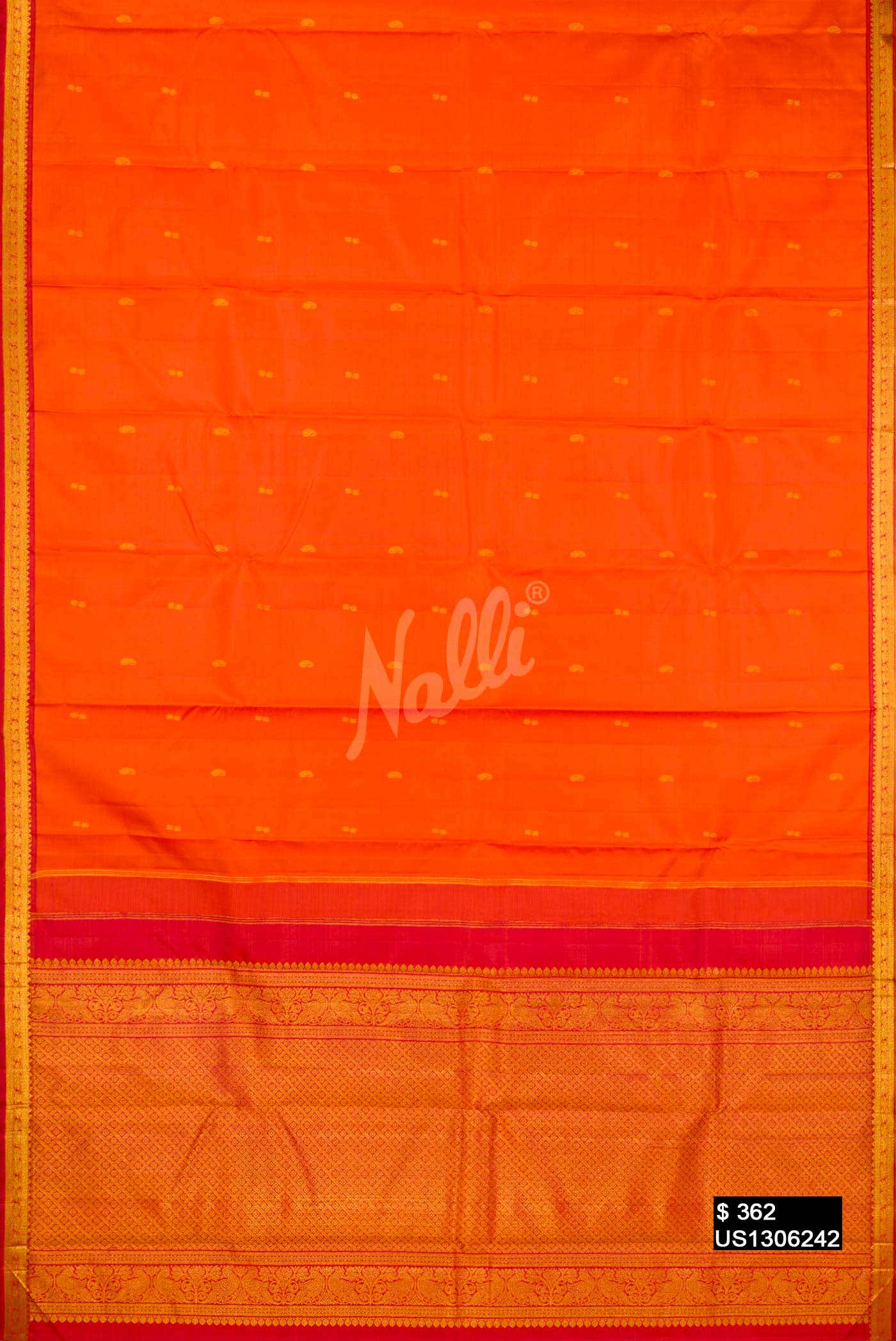 Orange Kanchipuram Silk Saree