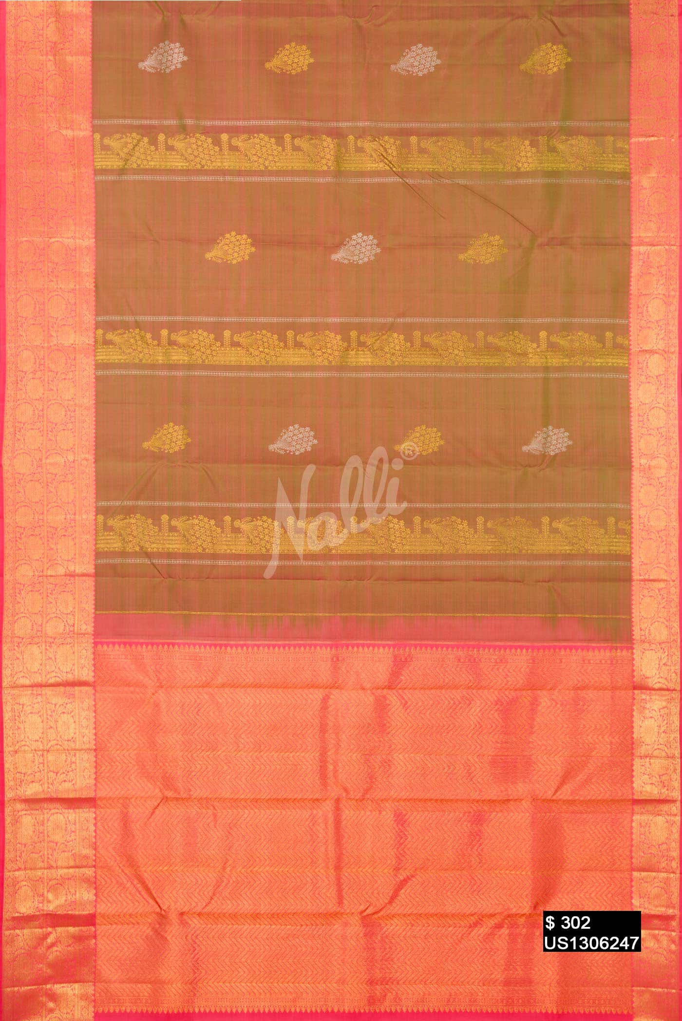 Mehandi Green Kanchipuram Silk Saree