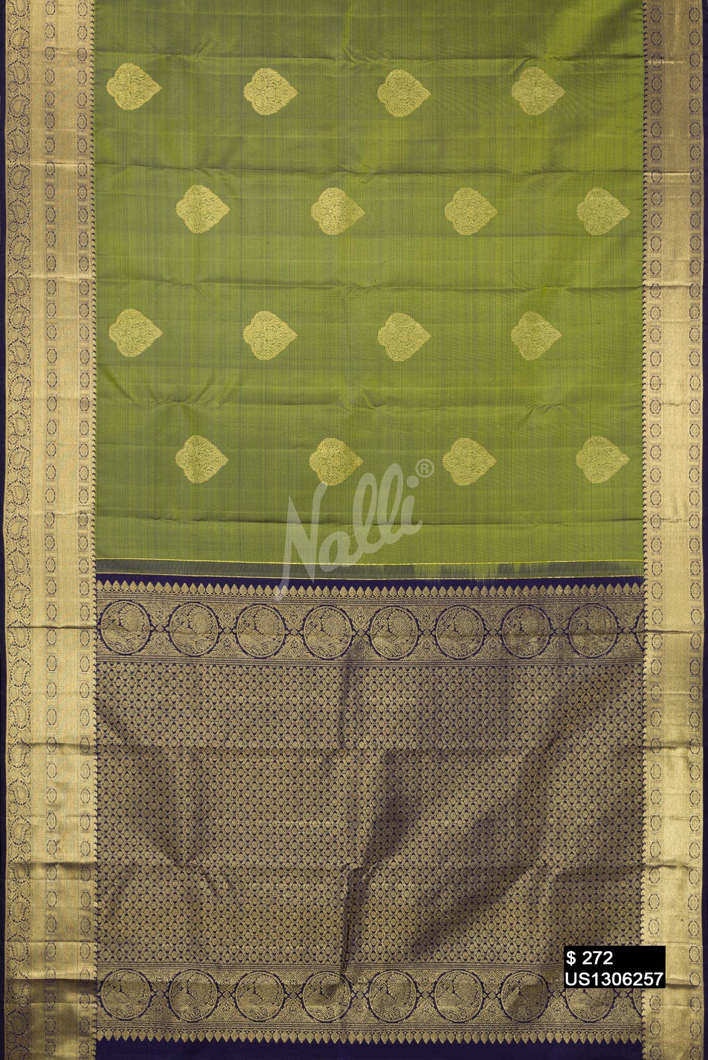Mehandi Green Kanchipuram Silk Saree