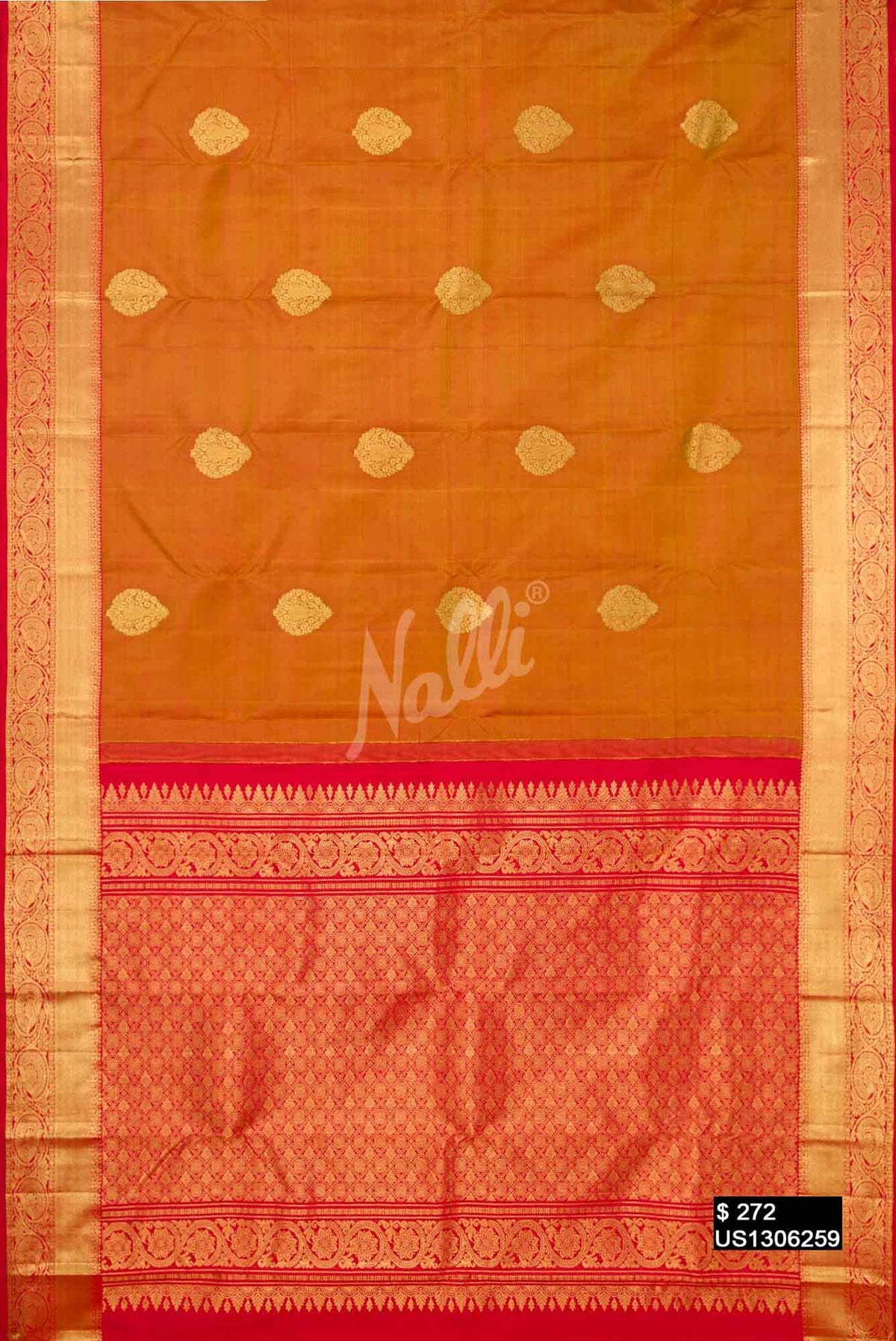 Mustard Kanchipuram Silk Saree