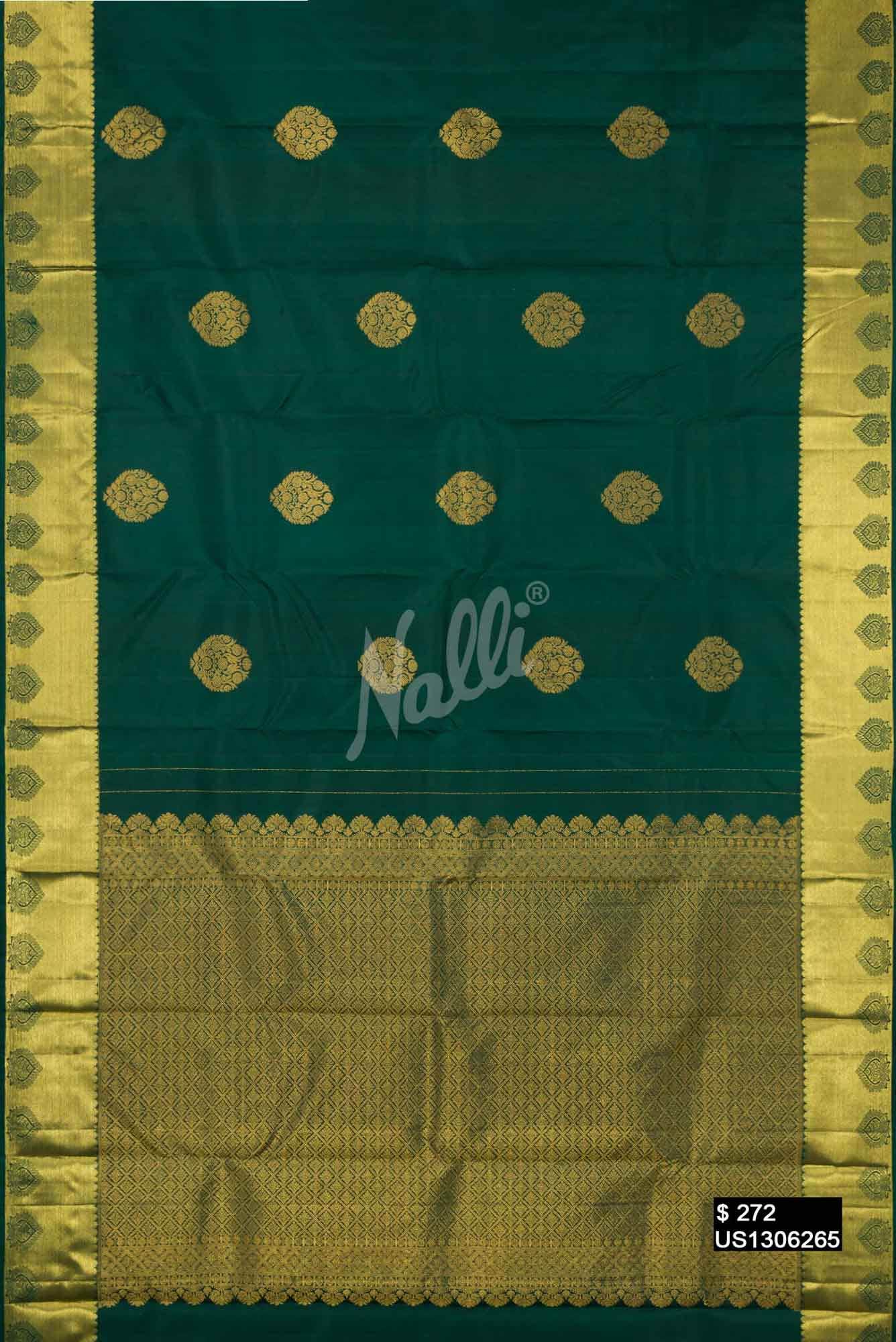 Bottle Green Kanchipuram Silk Saree