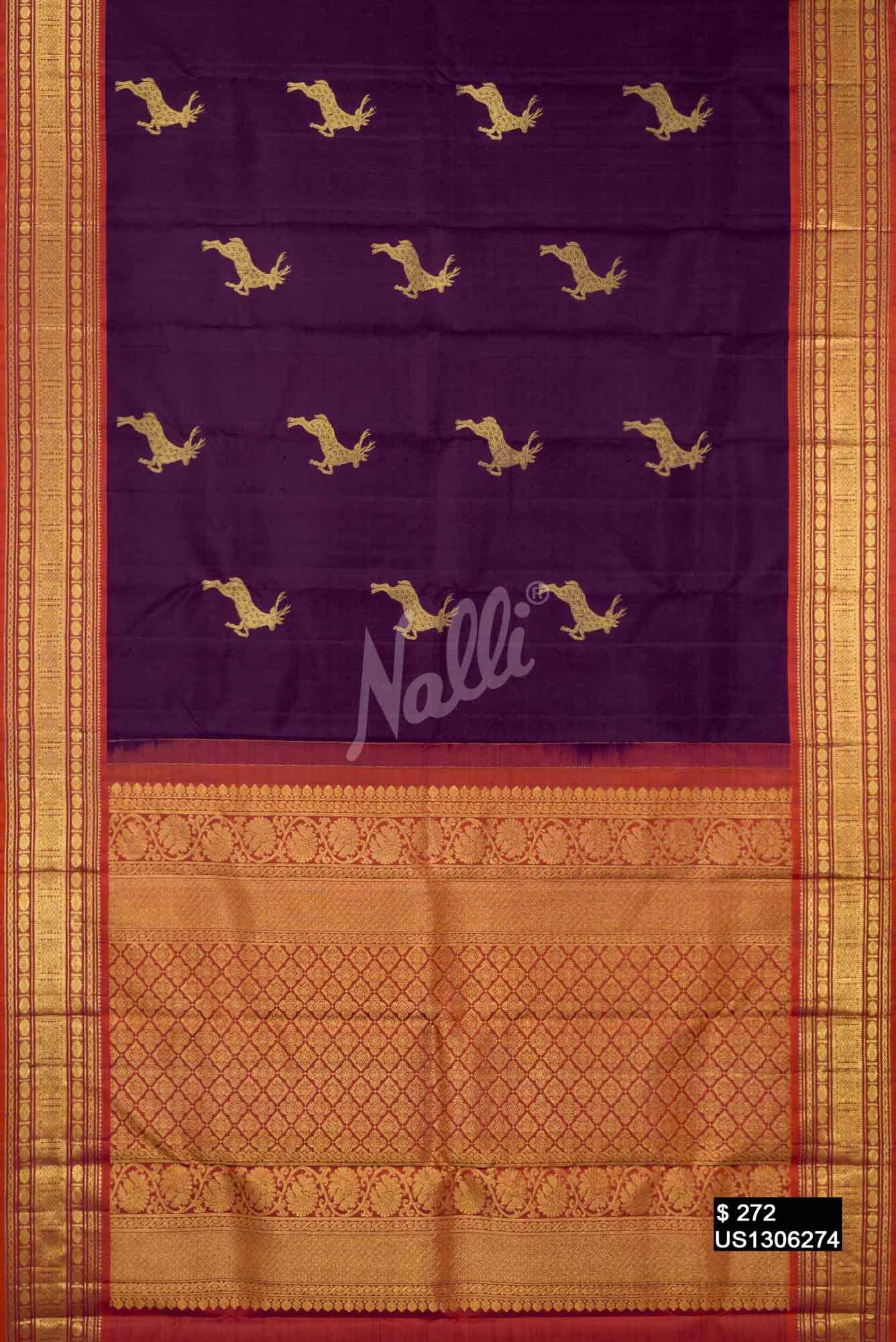 Violet Kanchipuram Silk Saree
