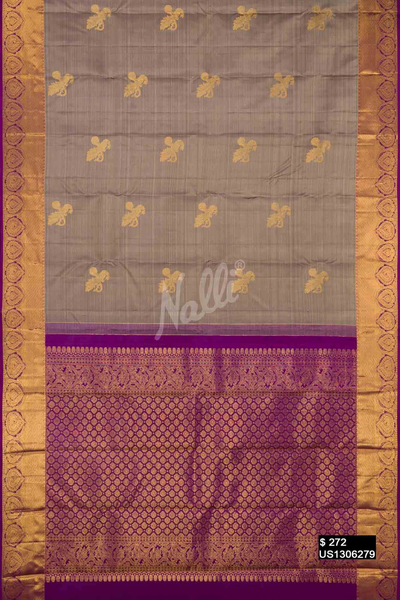 Grey Kanchipuram Silk Saree