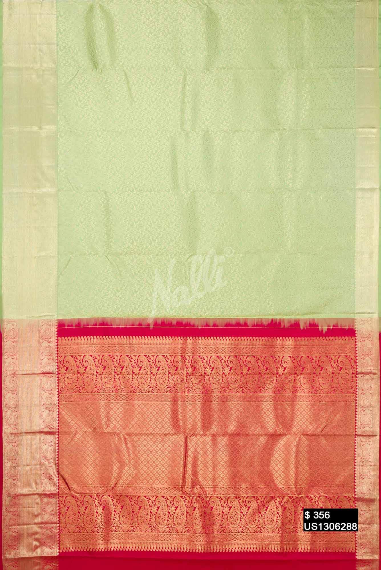 Pista Green Kanchipuram Silk Saree