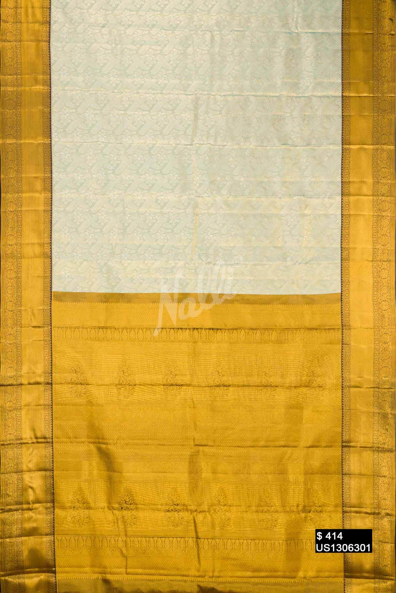 Sea Green Kanchipuram Tissue Silk Saree