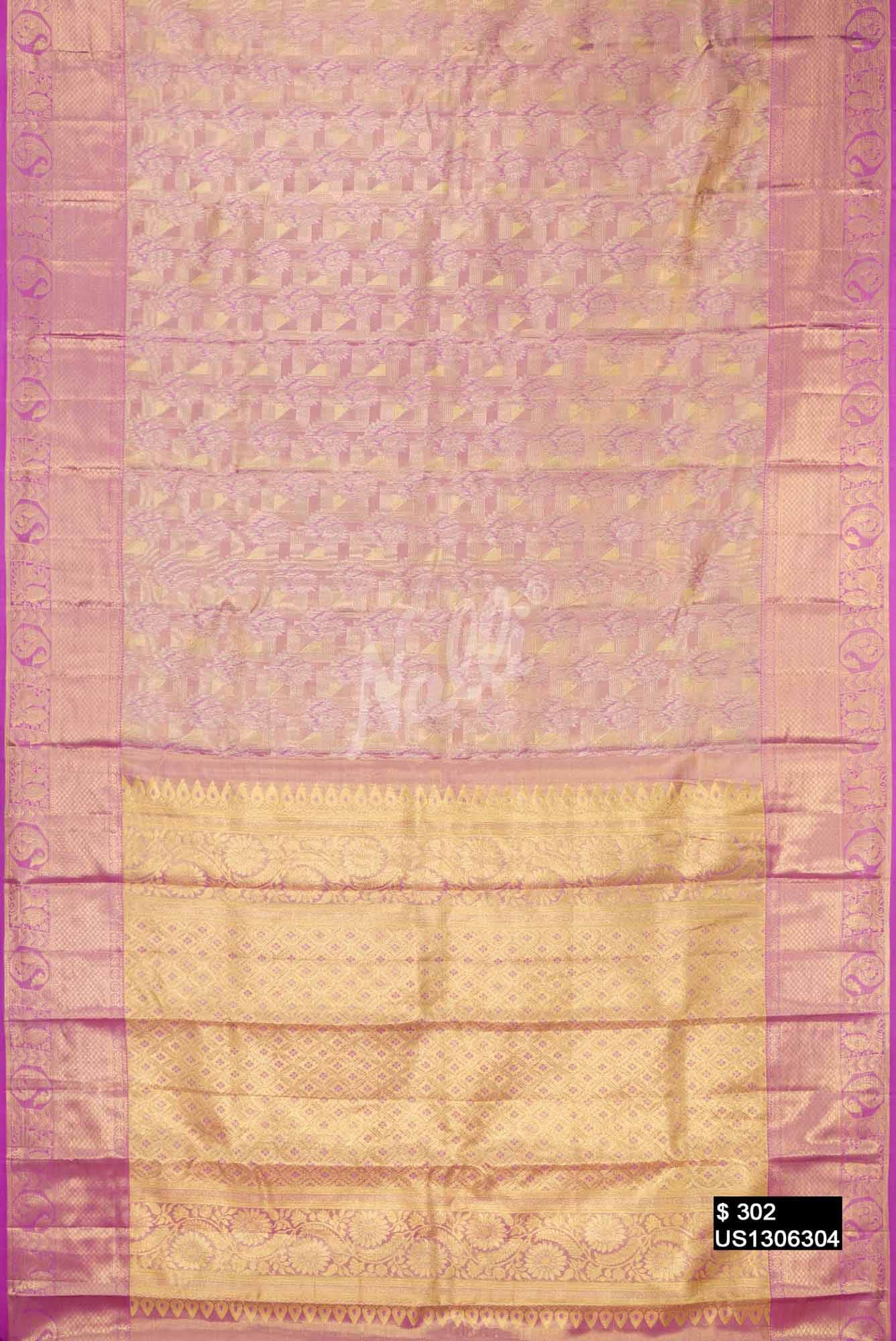 Lavender Kanchipuram Tissue Silk Saree