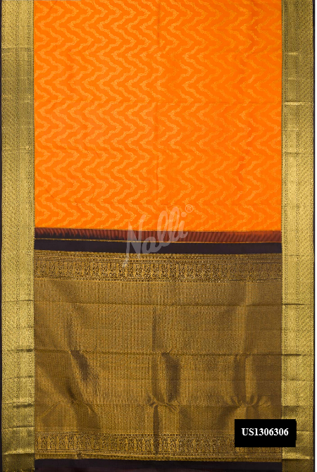 Brick Orange Kanchipuram Silk Saree