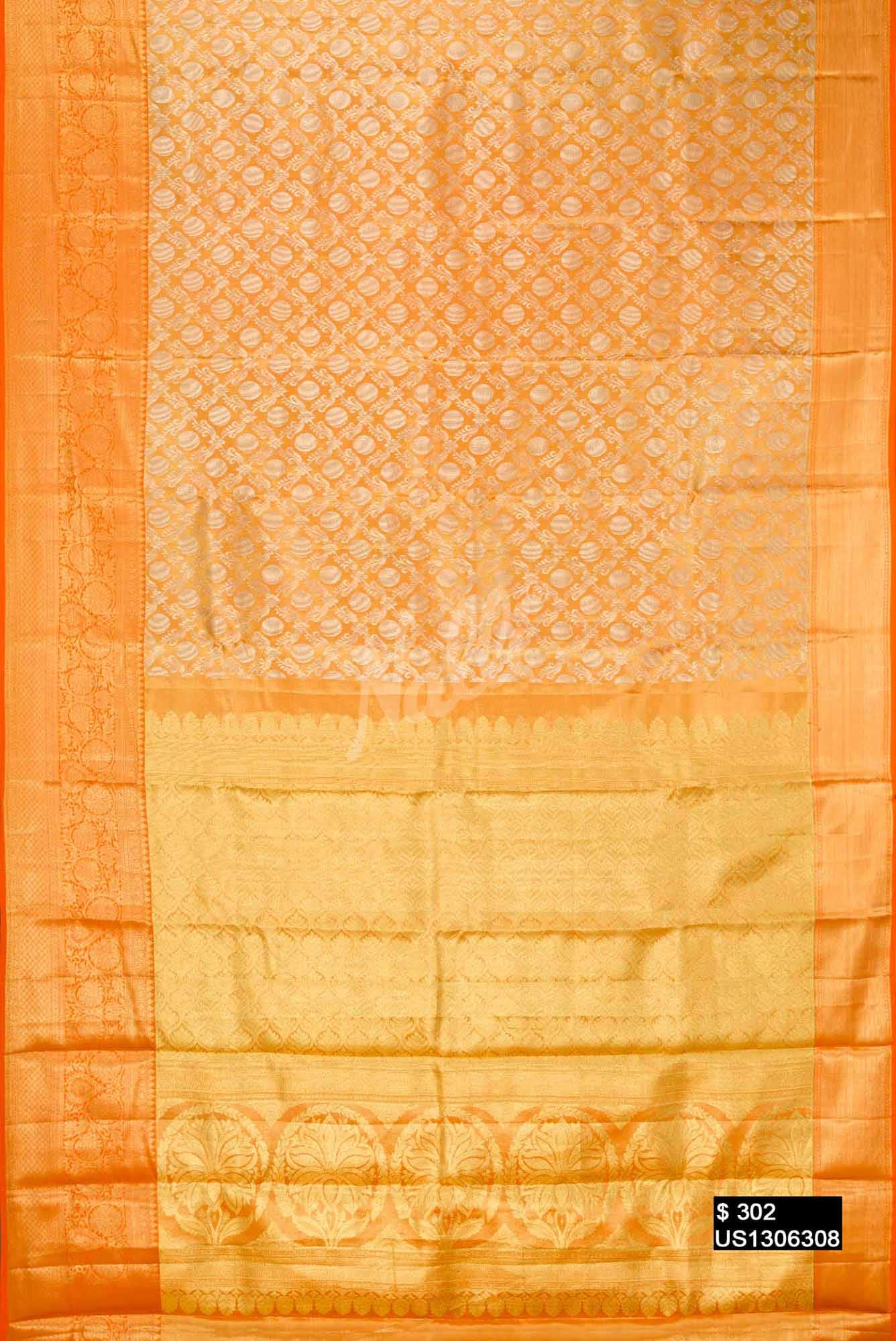 Orange Kanchipuram Tissue Silk Saree