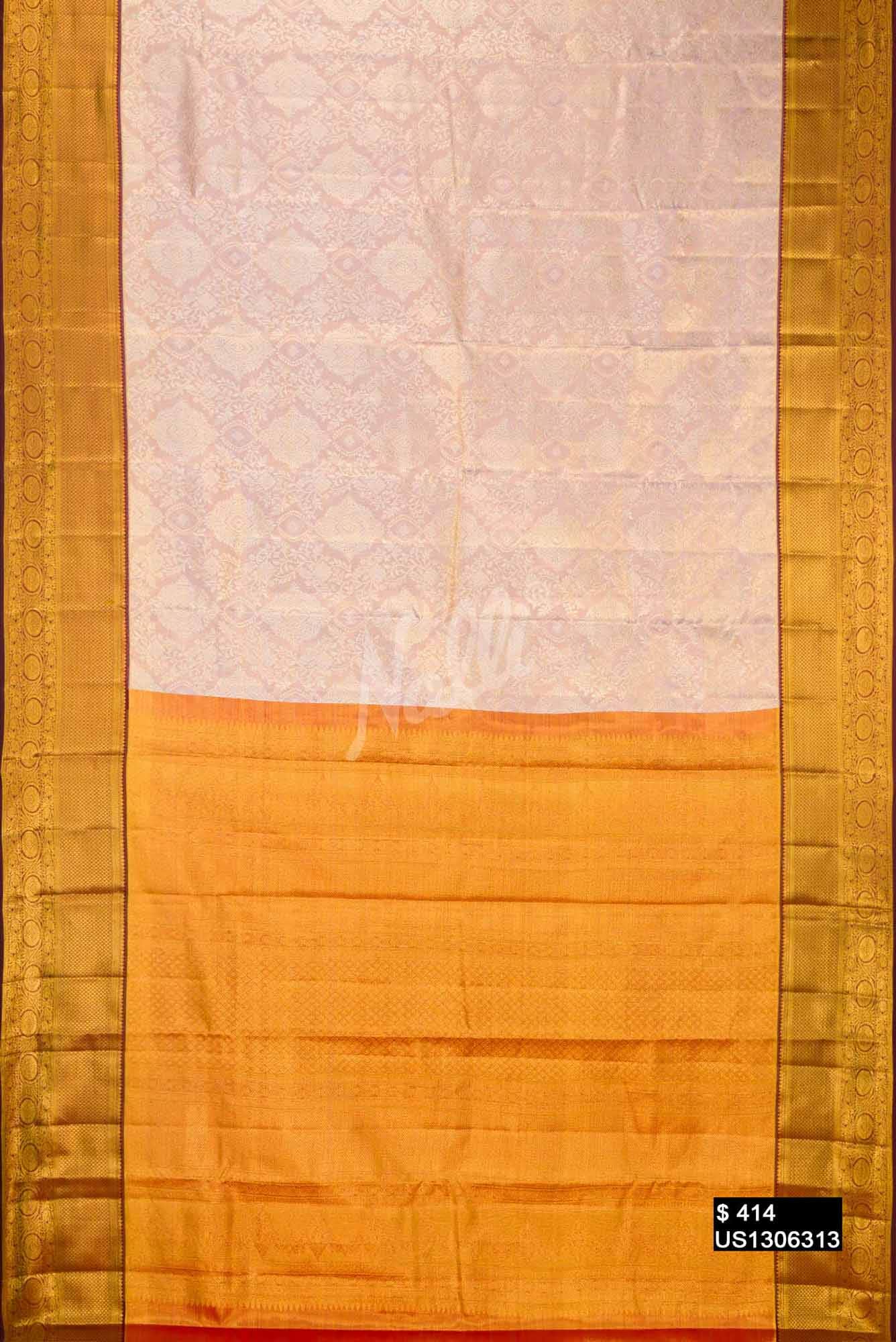 Peach Kanchipuram Tissue Silk Saree
