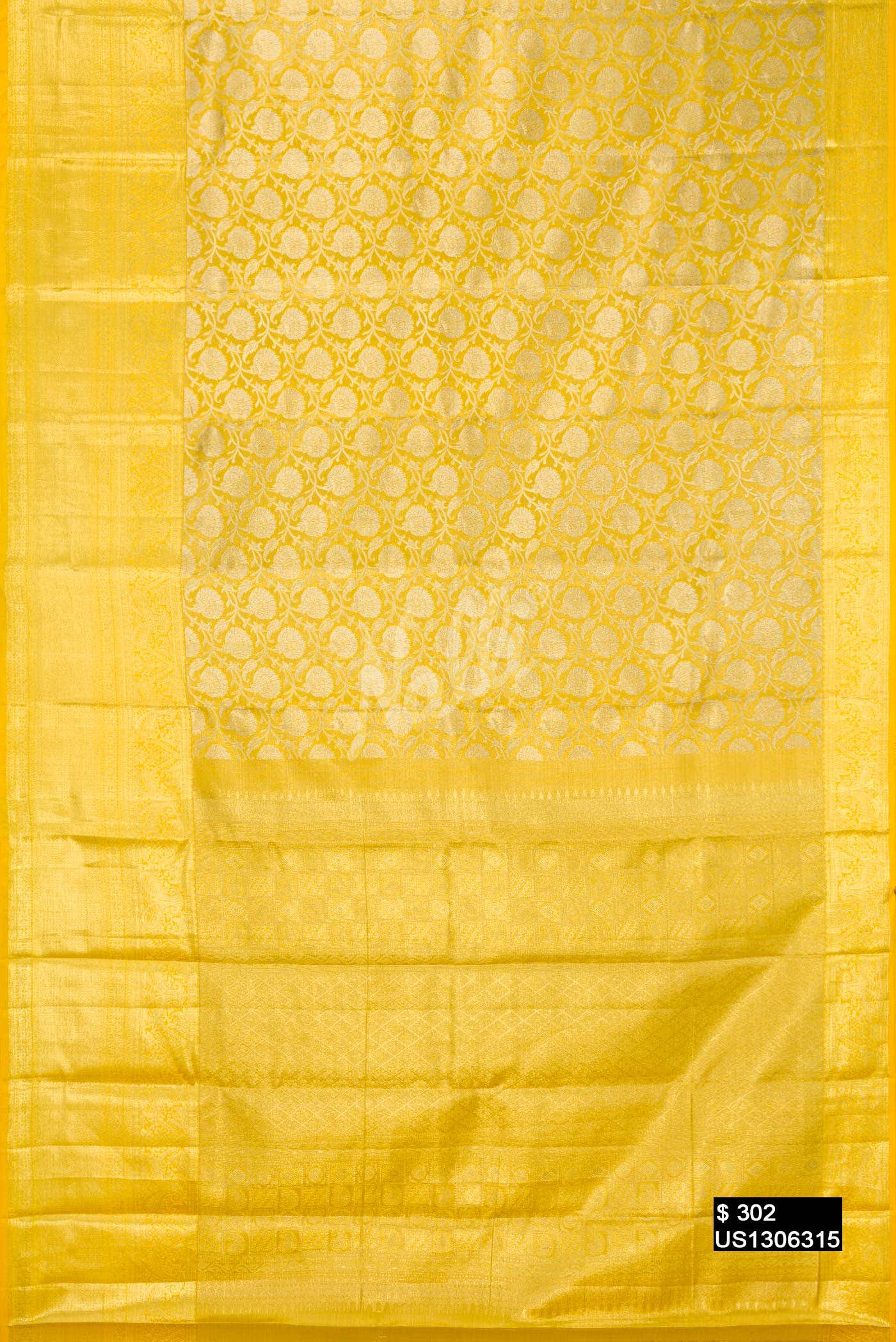 Yellow Kanchipuram Tissue Silk Saree