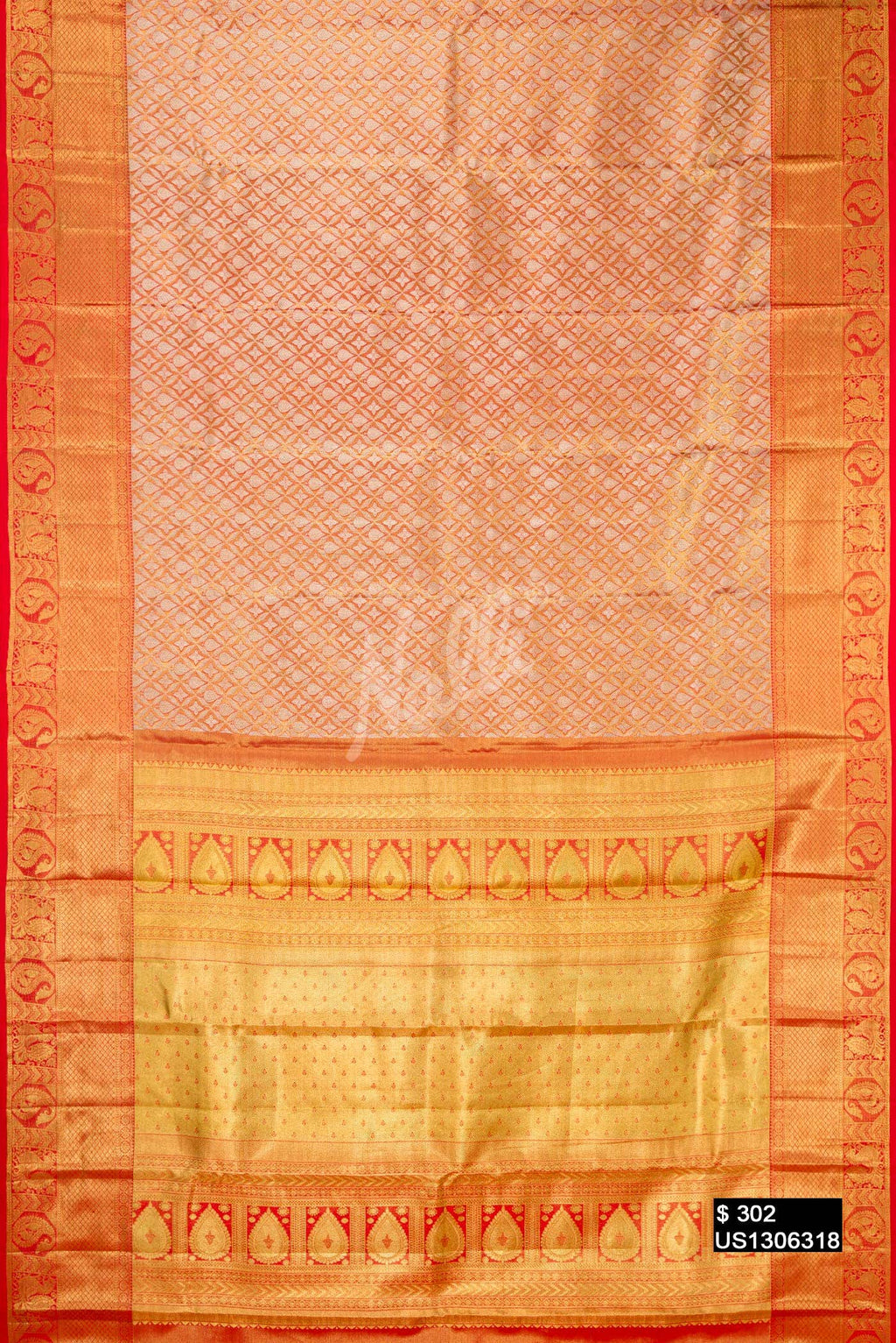 Red Kanchipuram Tissue Silk Saree