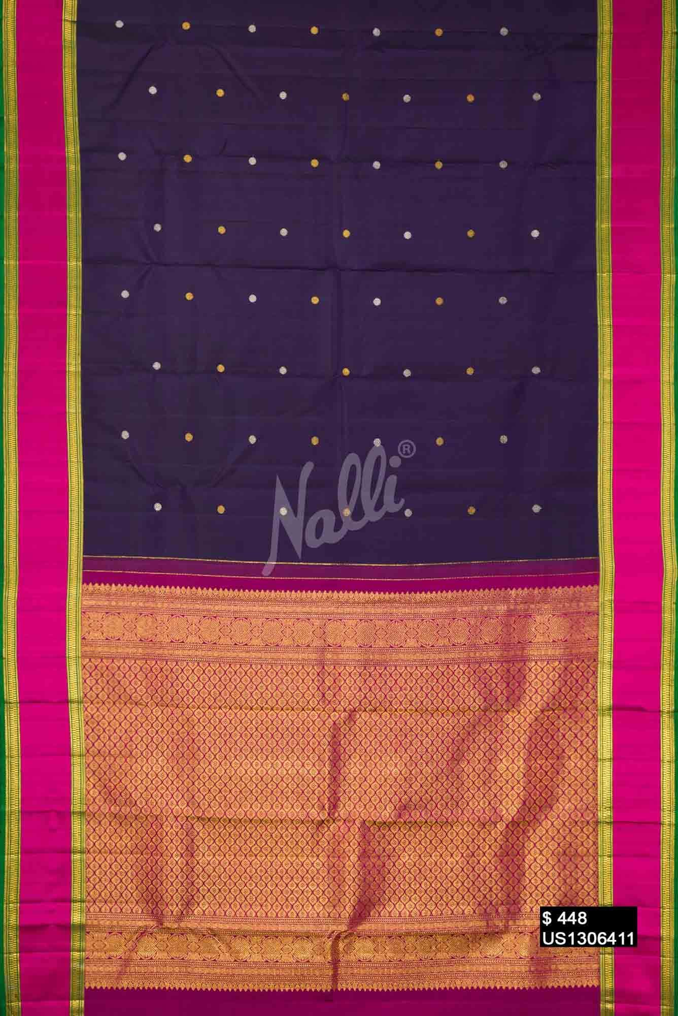 Navy Blue Kanchipuram Silk Saree