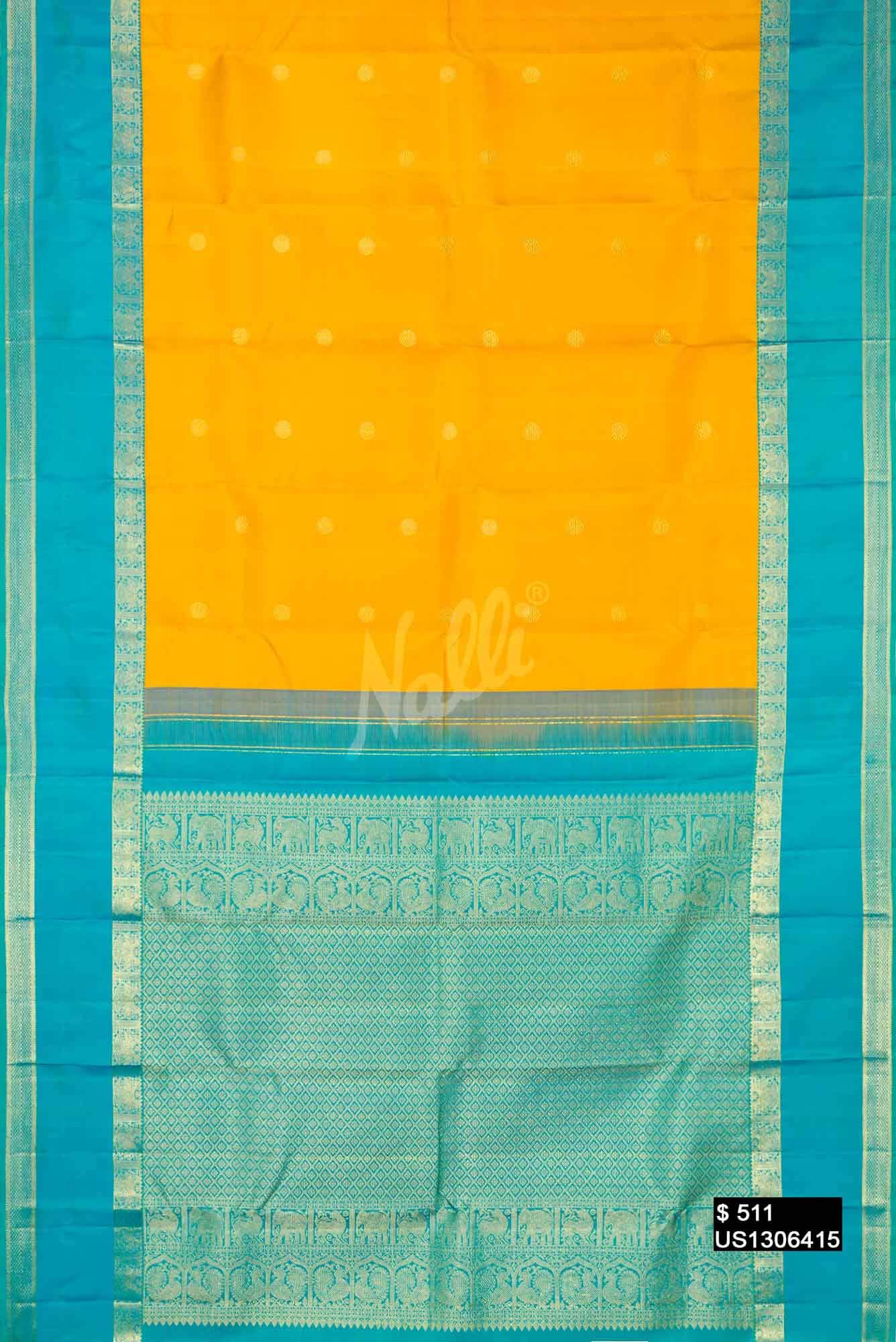Mustard Kanchipuram Silk Saree