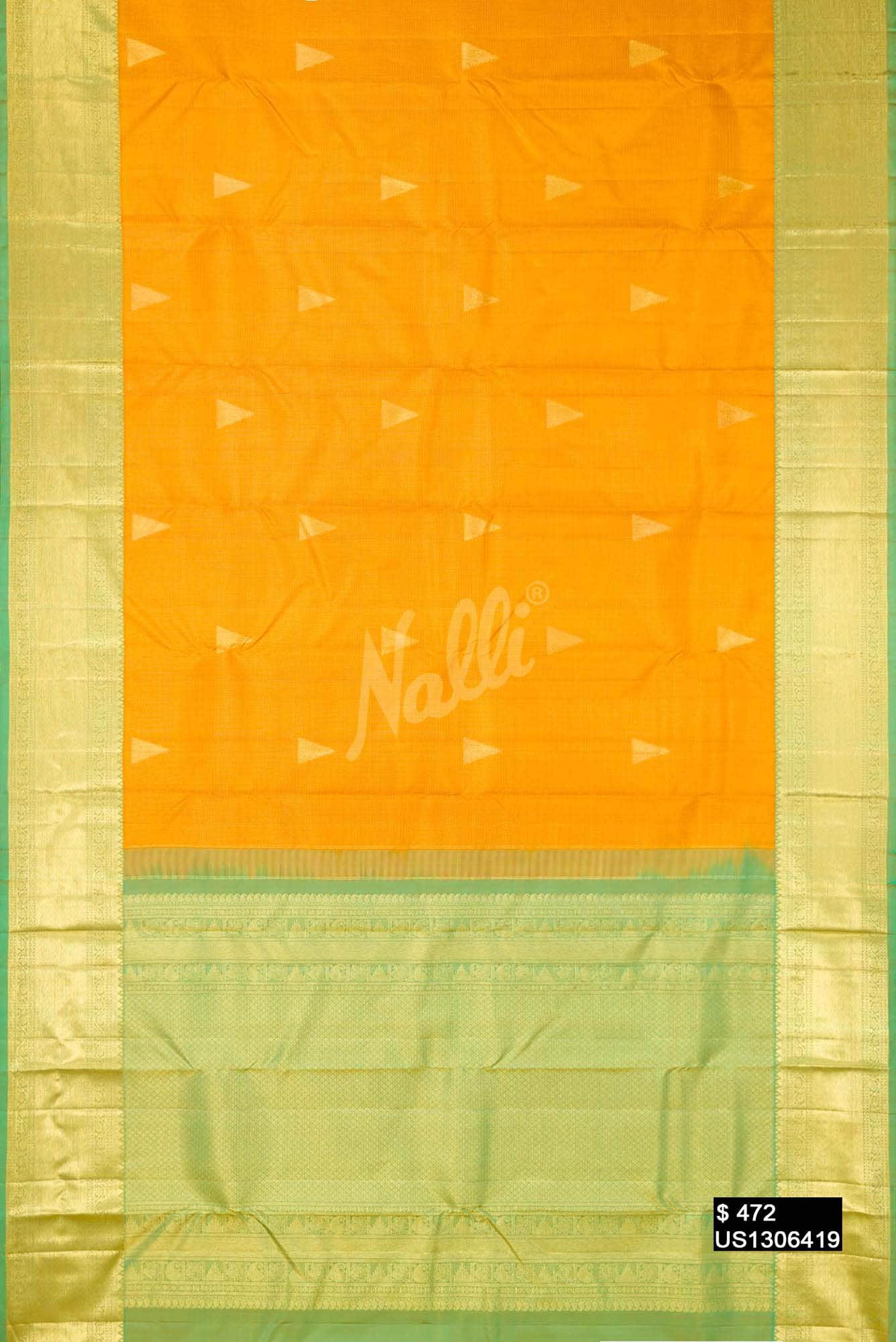 Mustard Kanchipuram Silk Saree