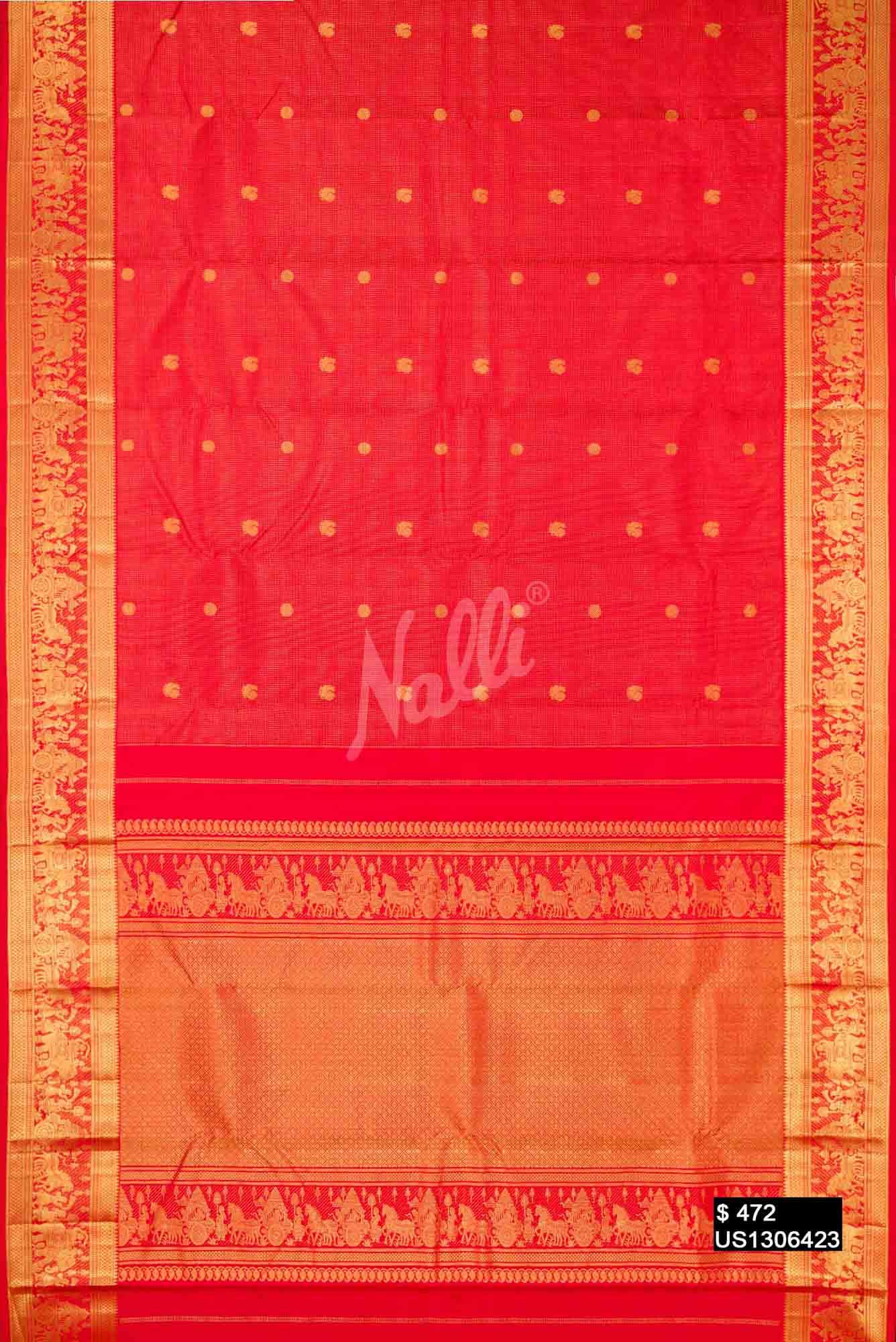 Orange Kanchipuram Silk Saree