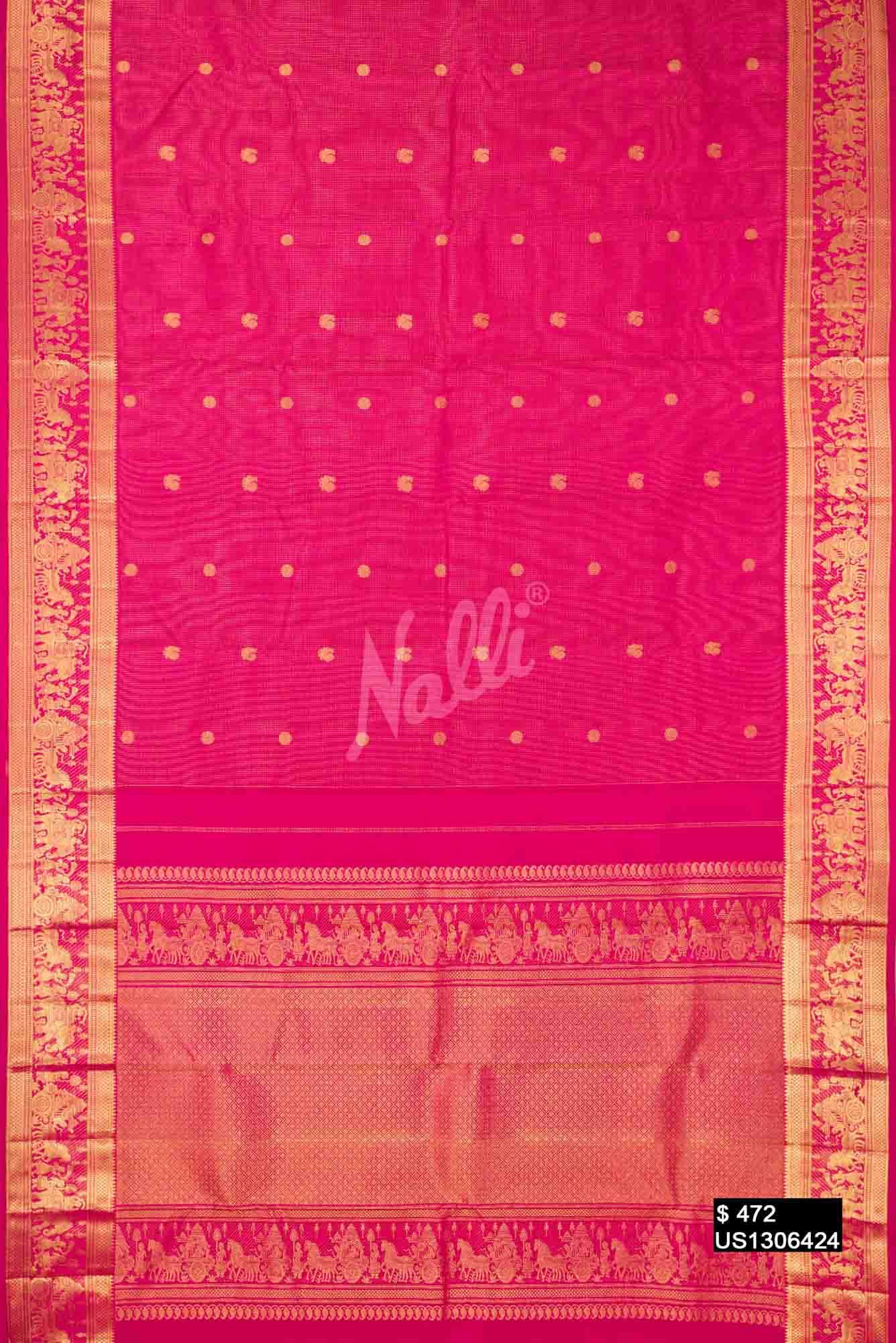 Dark Pink Kanchipuram Silk Saree