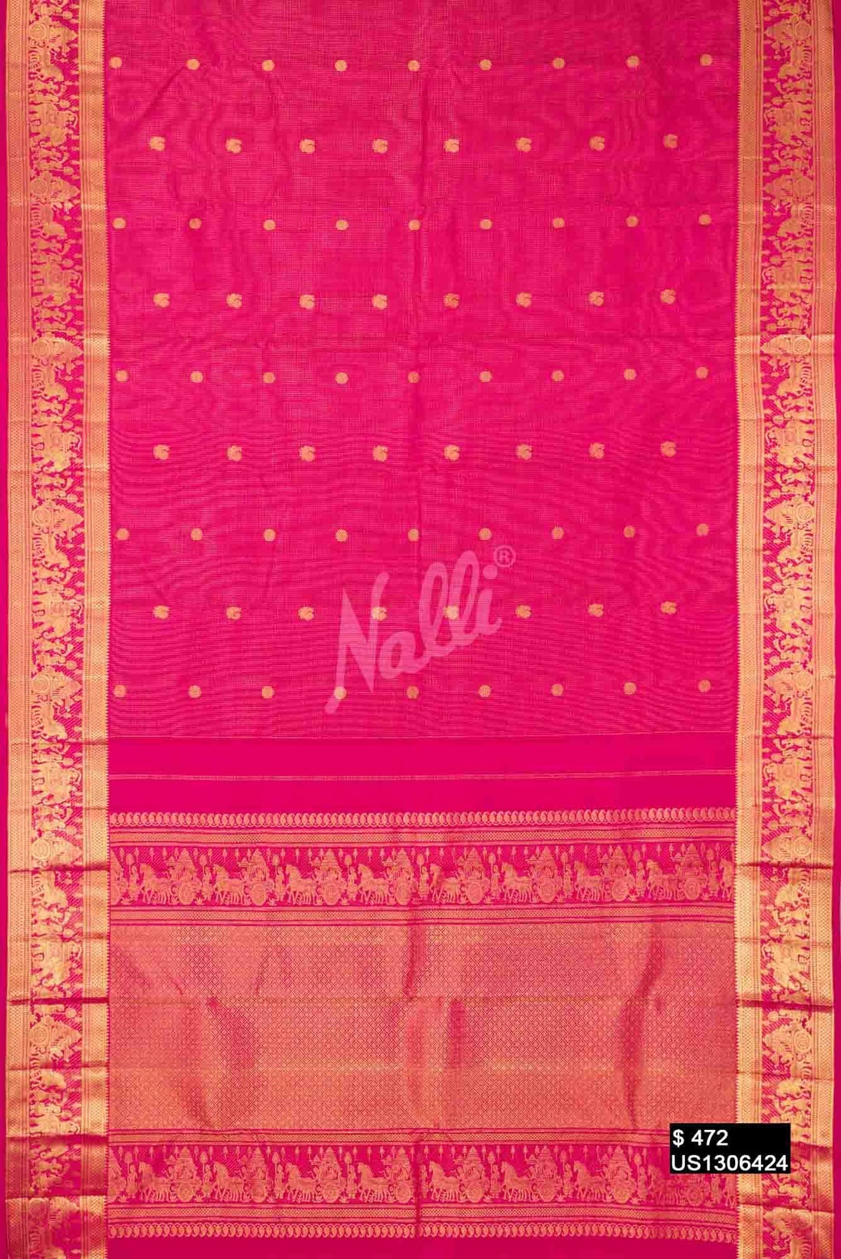 Dark Pink Kanchipuram Silk Saree