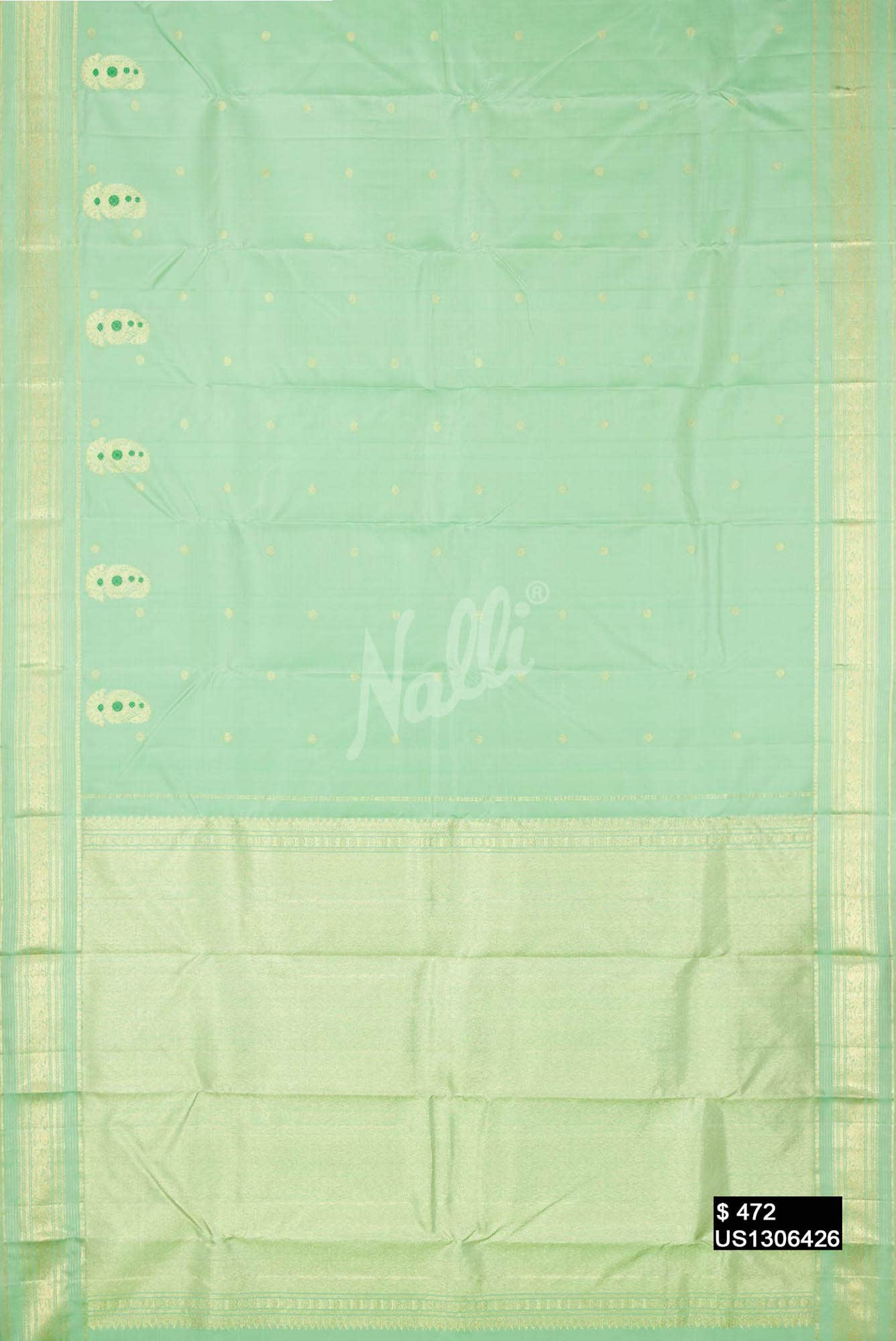 Sea Green Kanchipuram Silk Saree