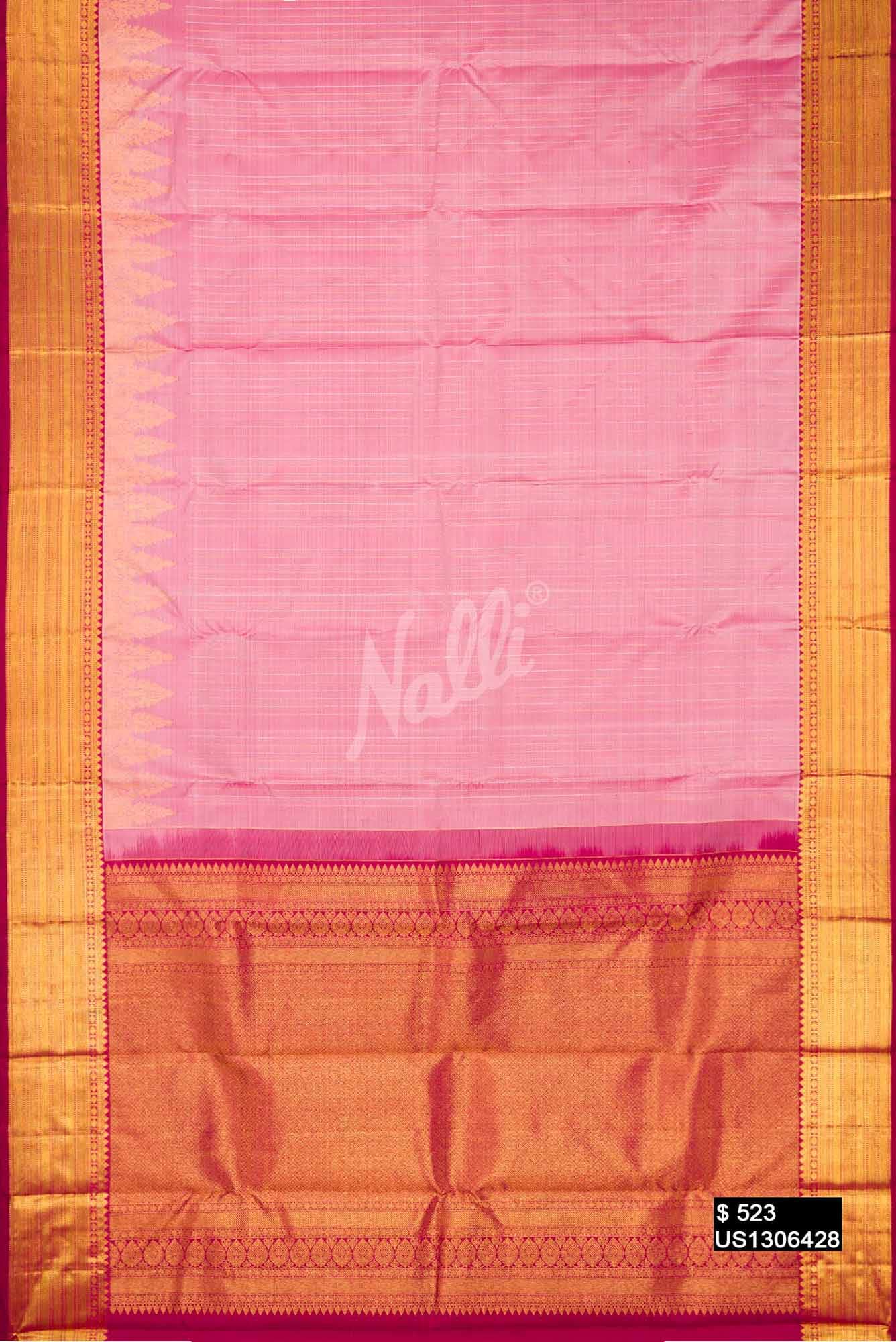 Pink Kanchipuram Silk Saree