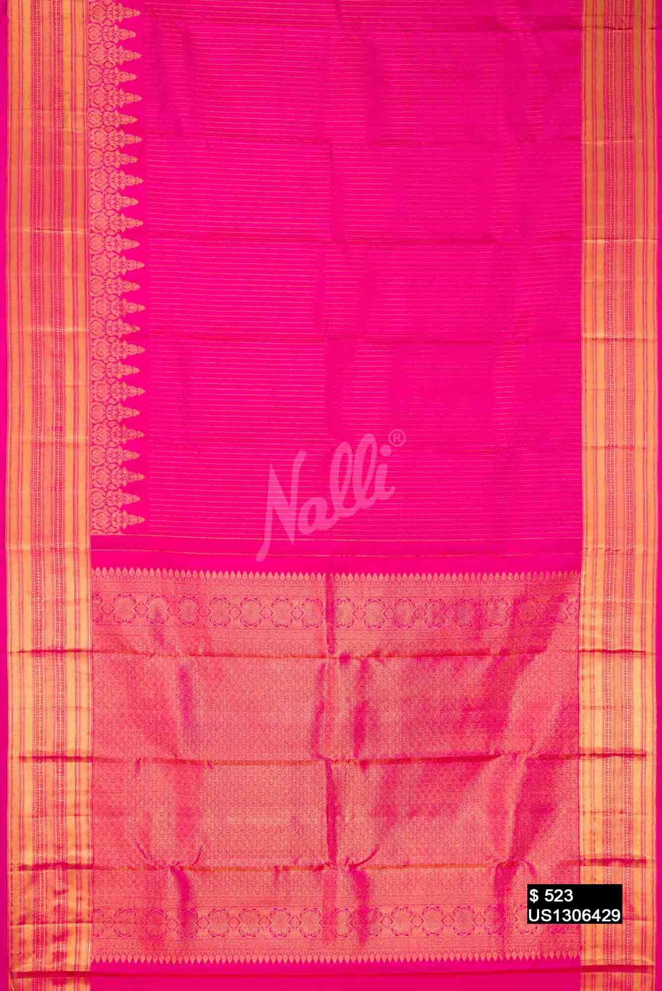 Dark Pink Kanchipuram Silk Saree