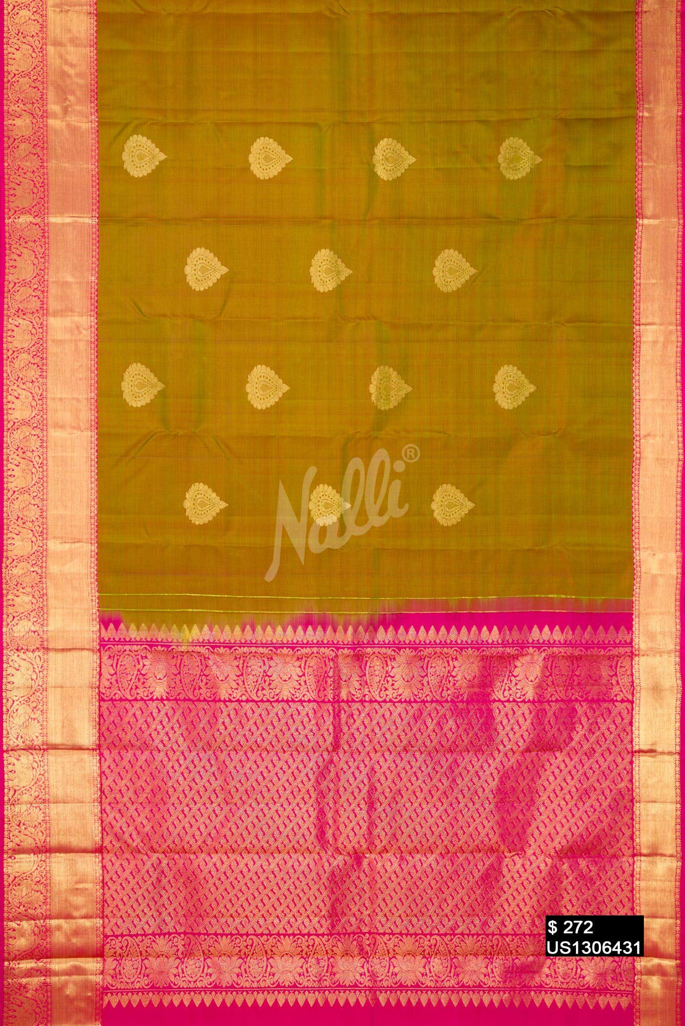 Mehandi Green Kanchipuram Silk Saree