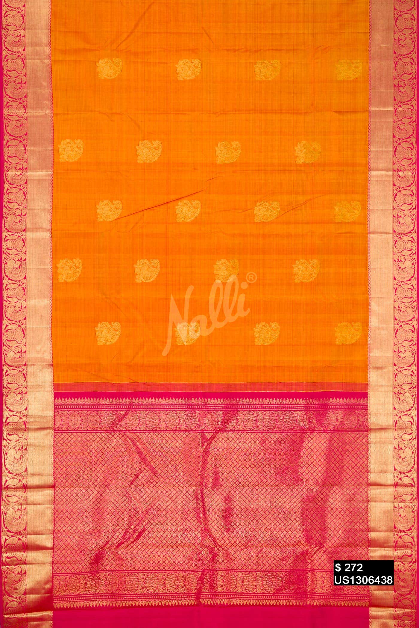 Mustard Kanchipuram Silk Saree