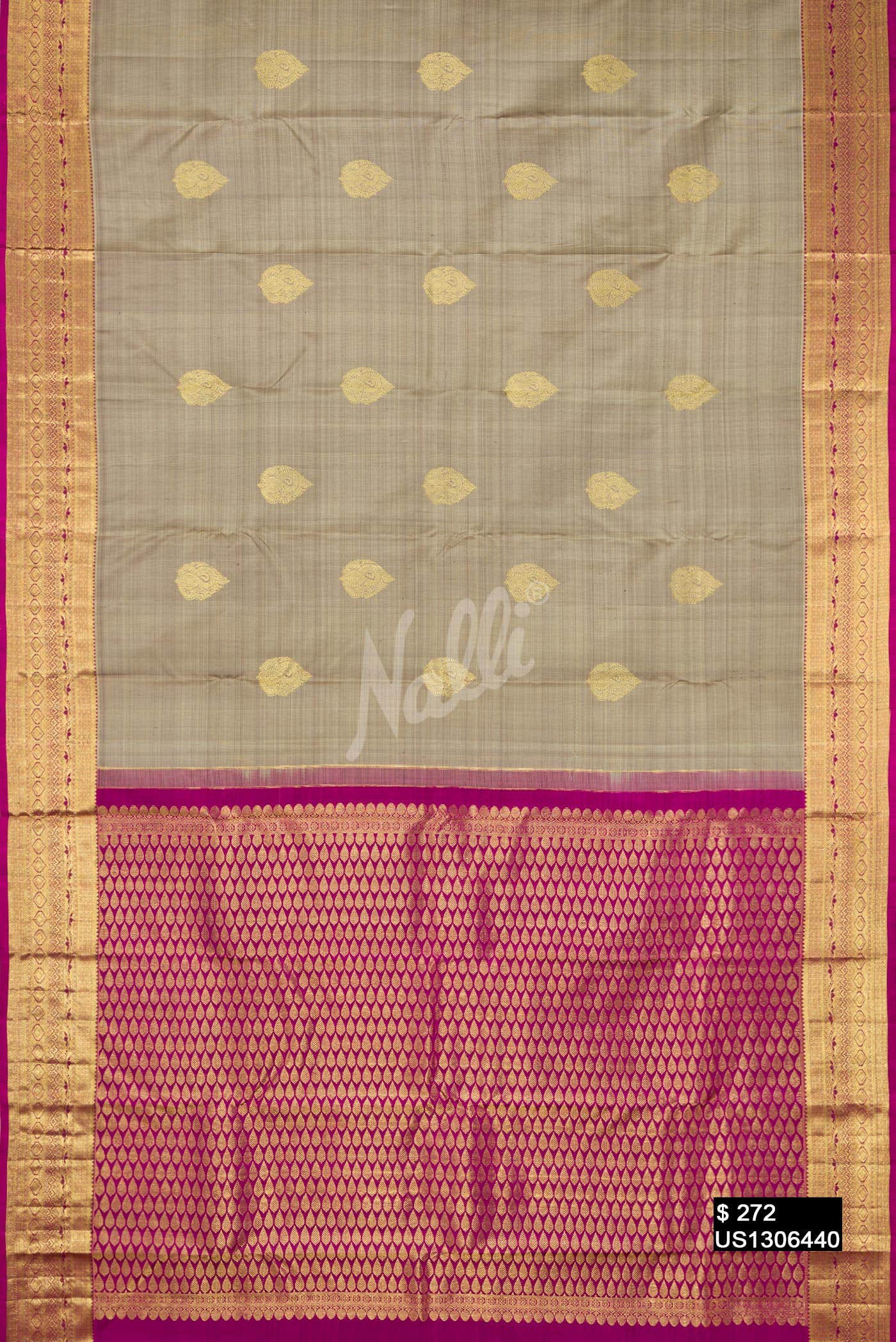 Grey Kanchipuram Silk Saree