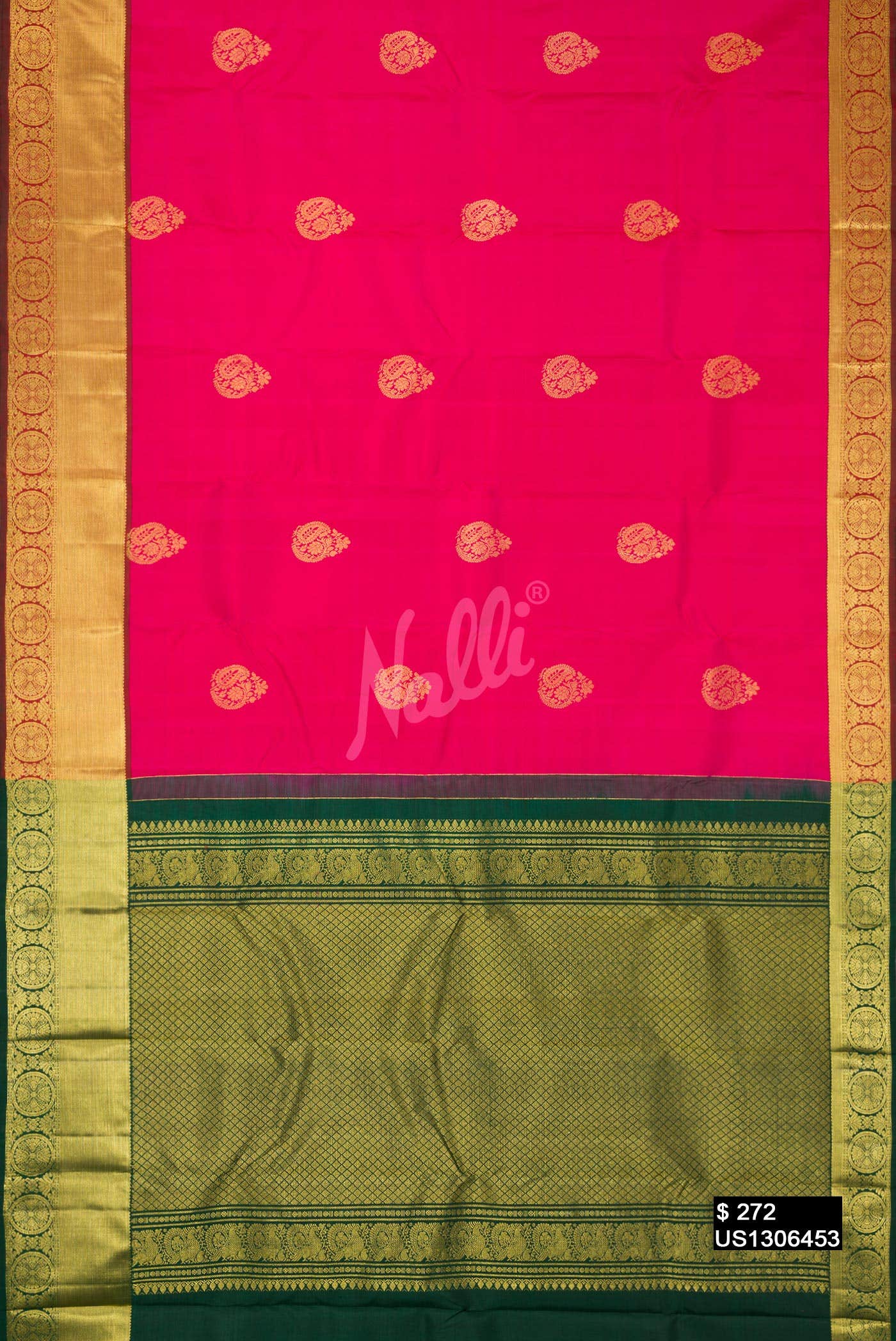 Dark Pink Kanchipuram Silk Saree
