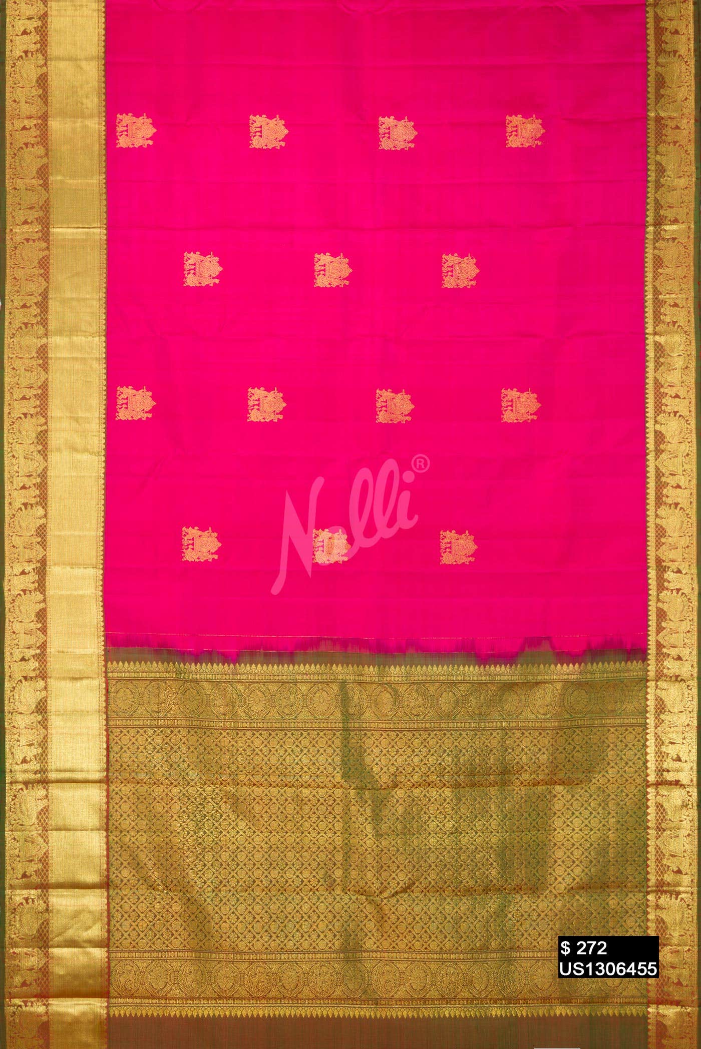 Dark Pink Kanchipuram Silk Saree