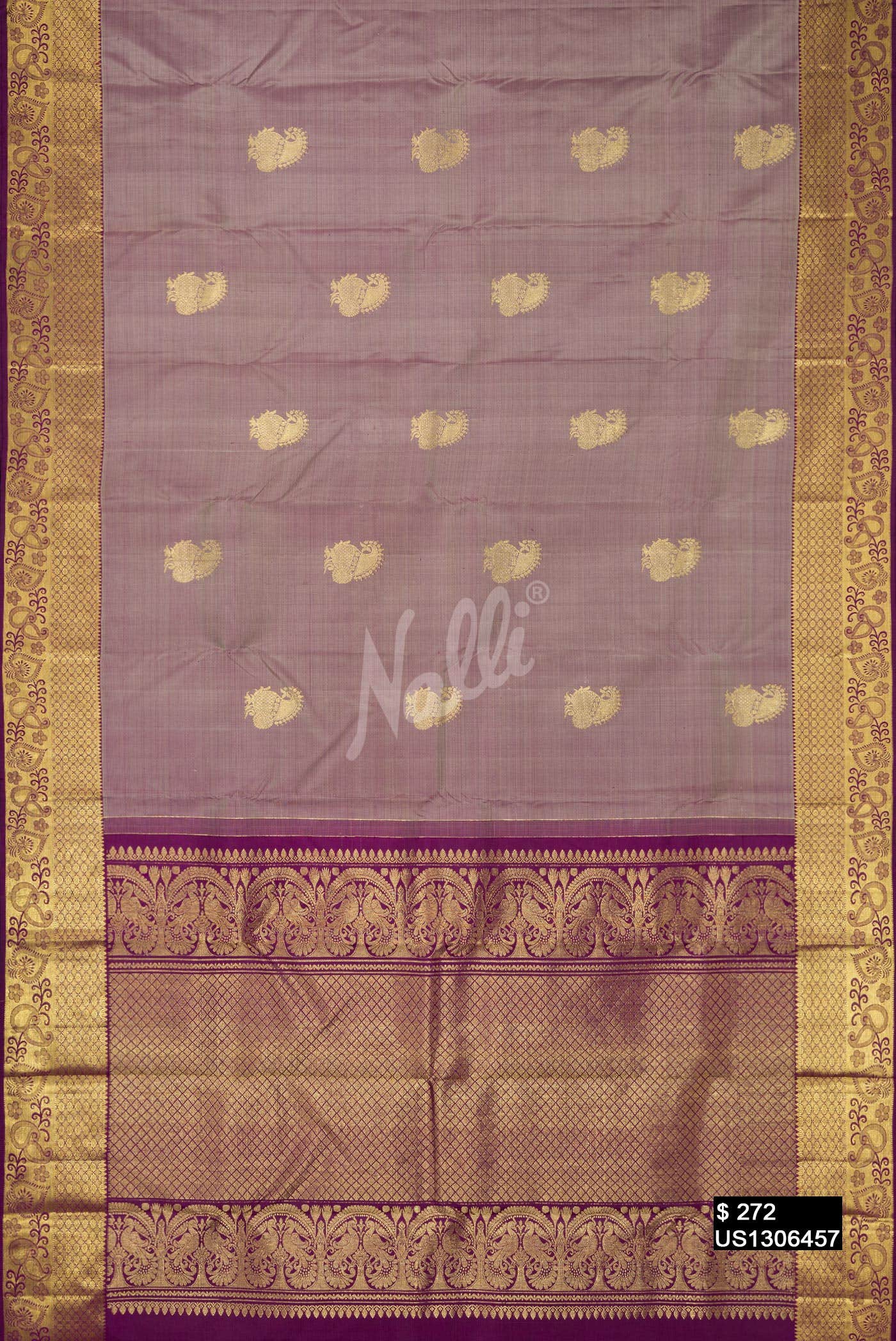 Grey Kanchipuram Silk Saree