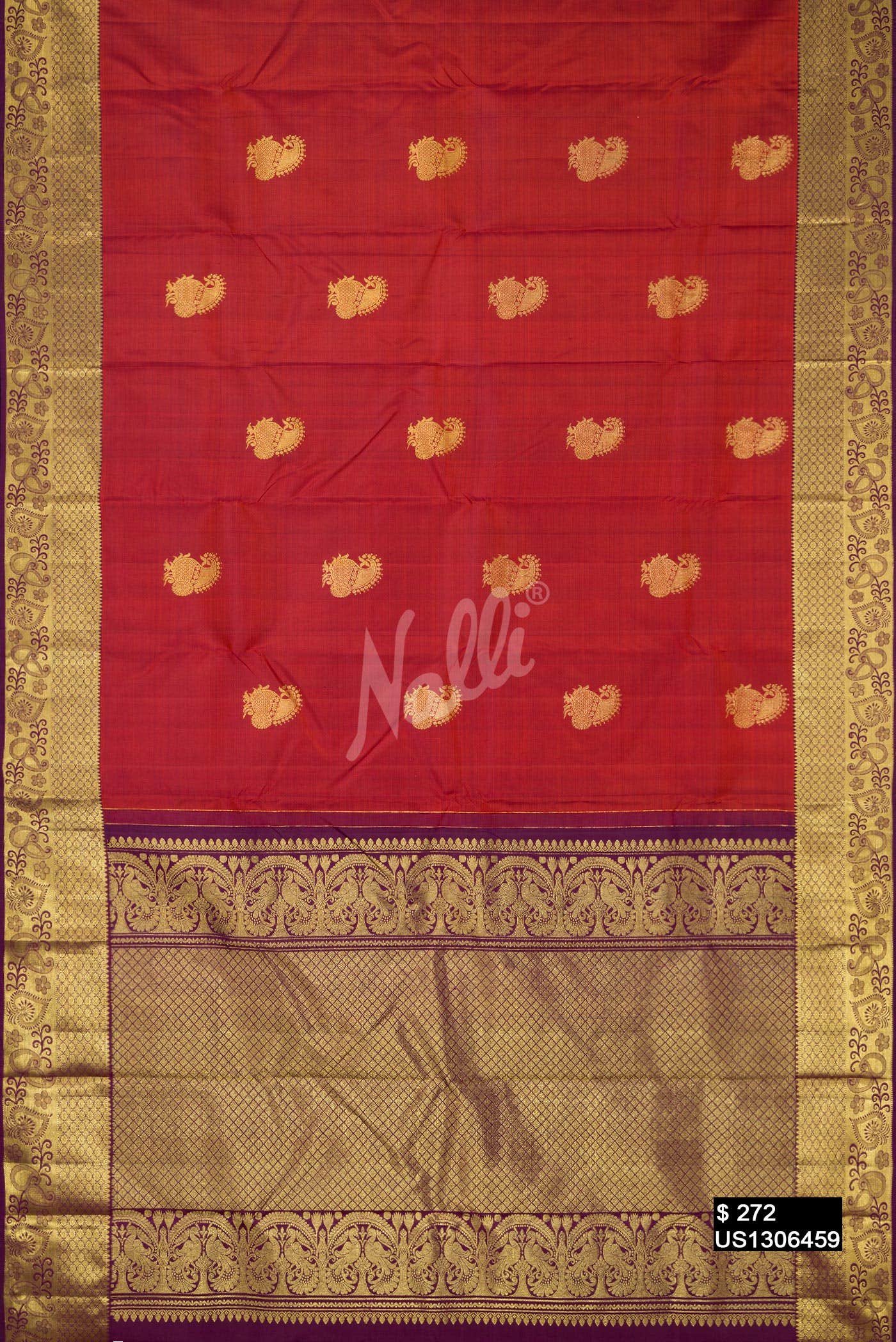 Maroon Kanchipuram Silk Saree