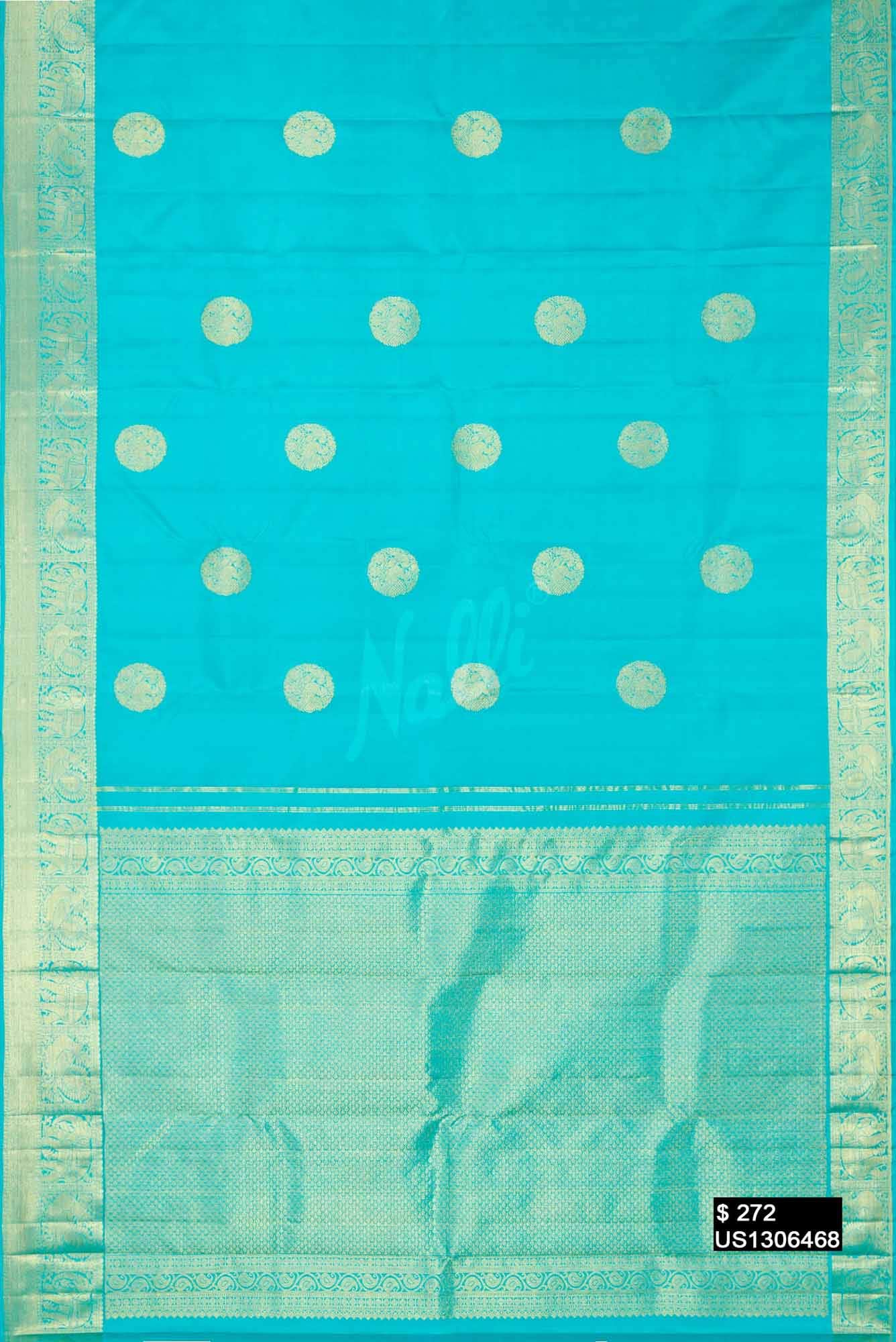 Sky Blue Kanchipuram Silk Saree