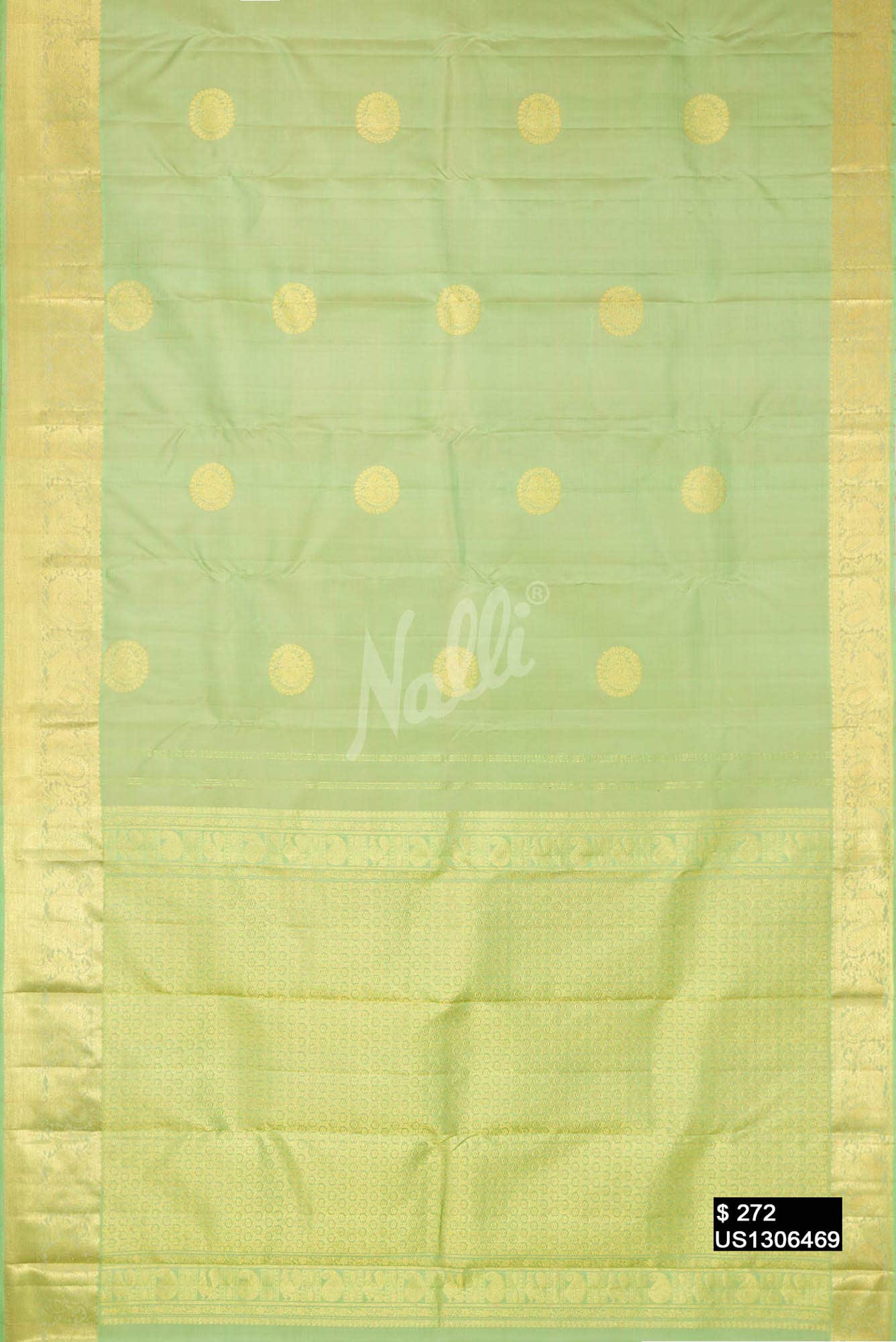 Pista Green Kanchipuram Silk Saree
