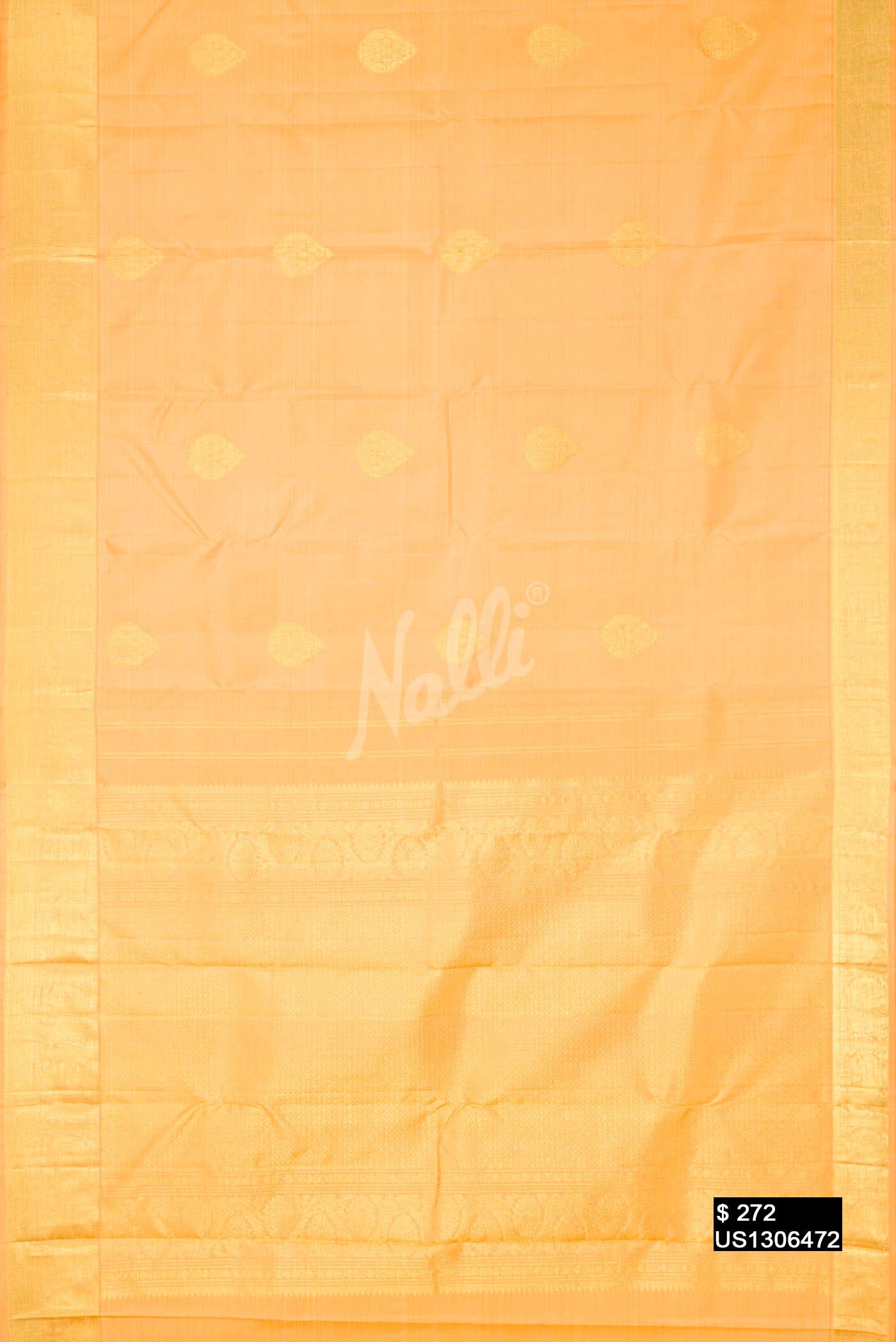 Golden Peach Kanchipuram Silk Saree